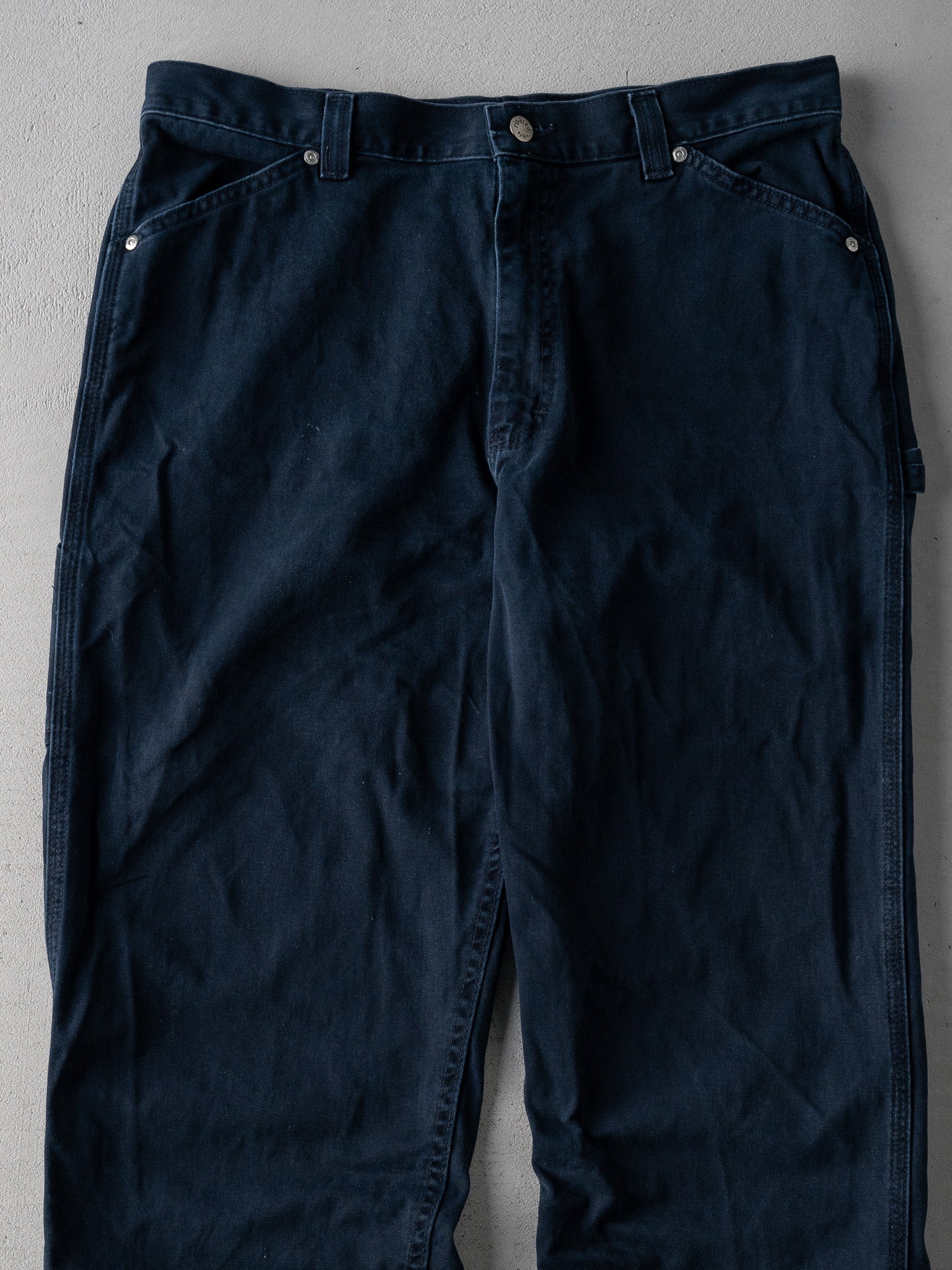 Vintage 90s Navy Blue Riveted By Lee Carpenter Pants (34 x 30) - Image 3