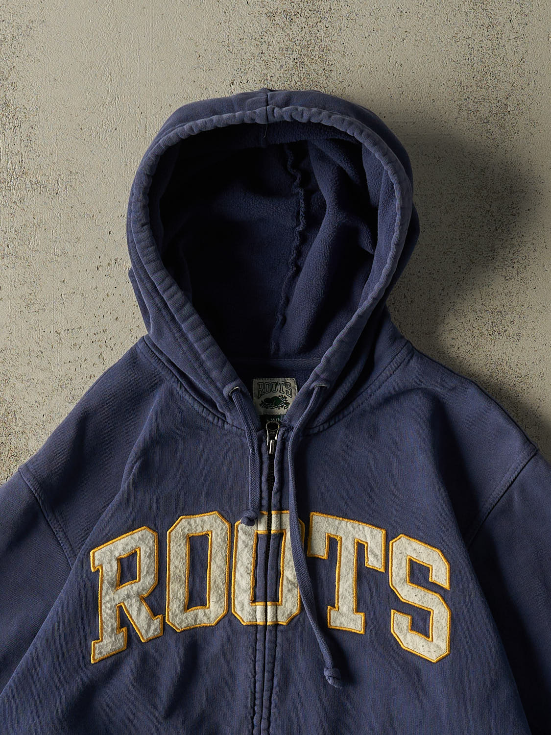 Vintage 90s Navy Blue Roots Zip Up Hoodie (M/L) - Image 2