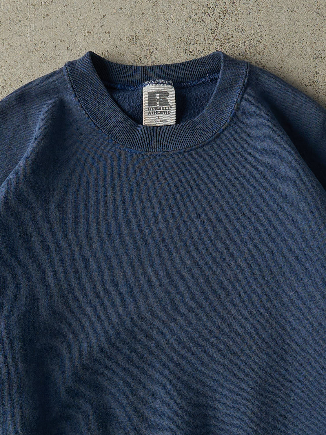 Vintage 90s Navy Blue Russell Athletic Blank Boxy Crewneck (XS/S) - Image 2