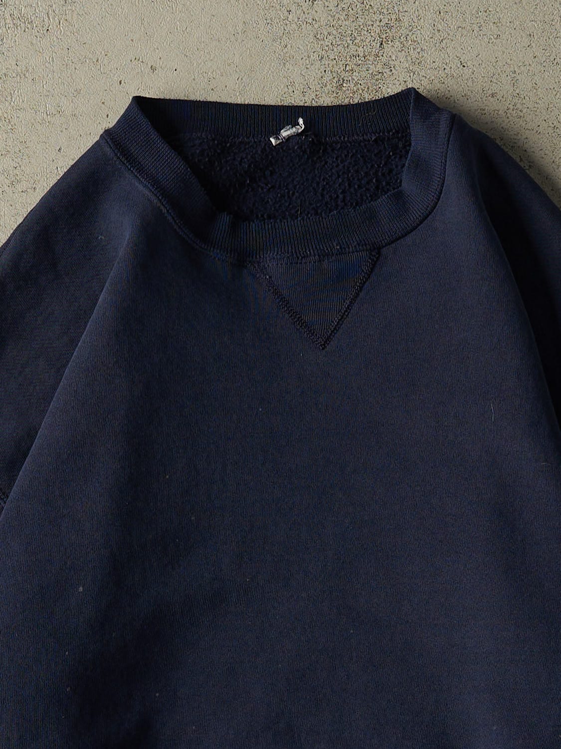 Vintage 90s Navy Blue Russell Athletic Blank Crewneck (M) - Image 2