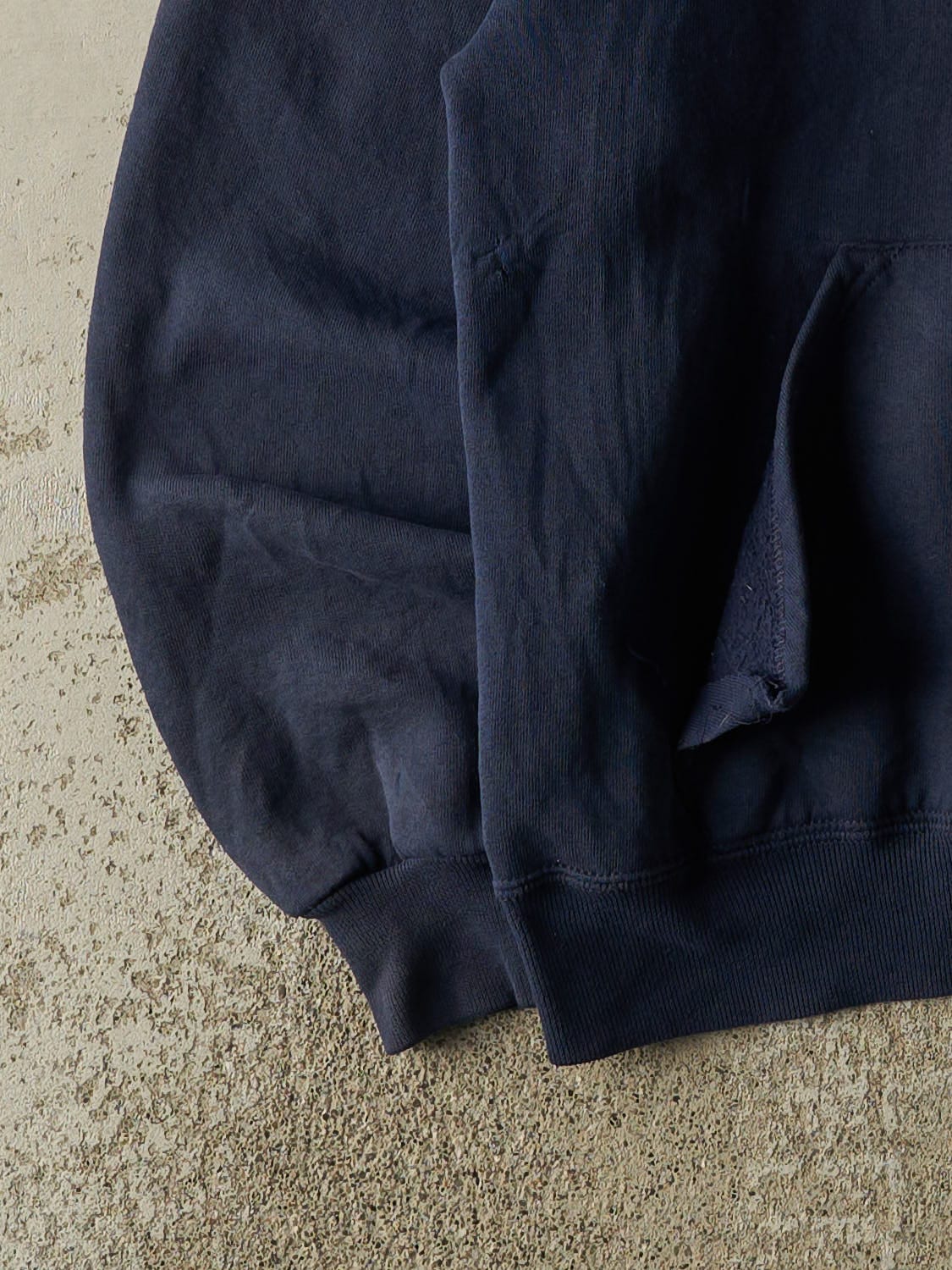 Vintage 90s Navy Blue Russell Athletic Blank Hoodie (S/M) - Image 3