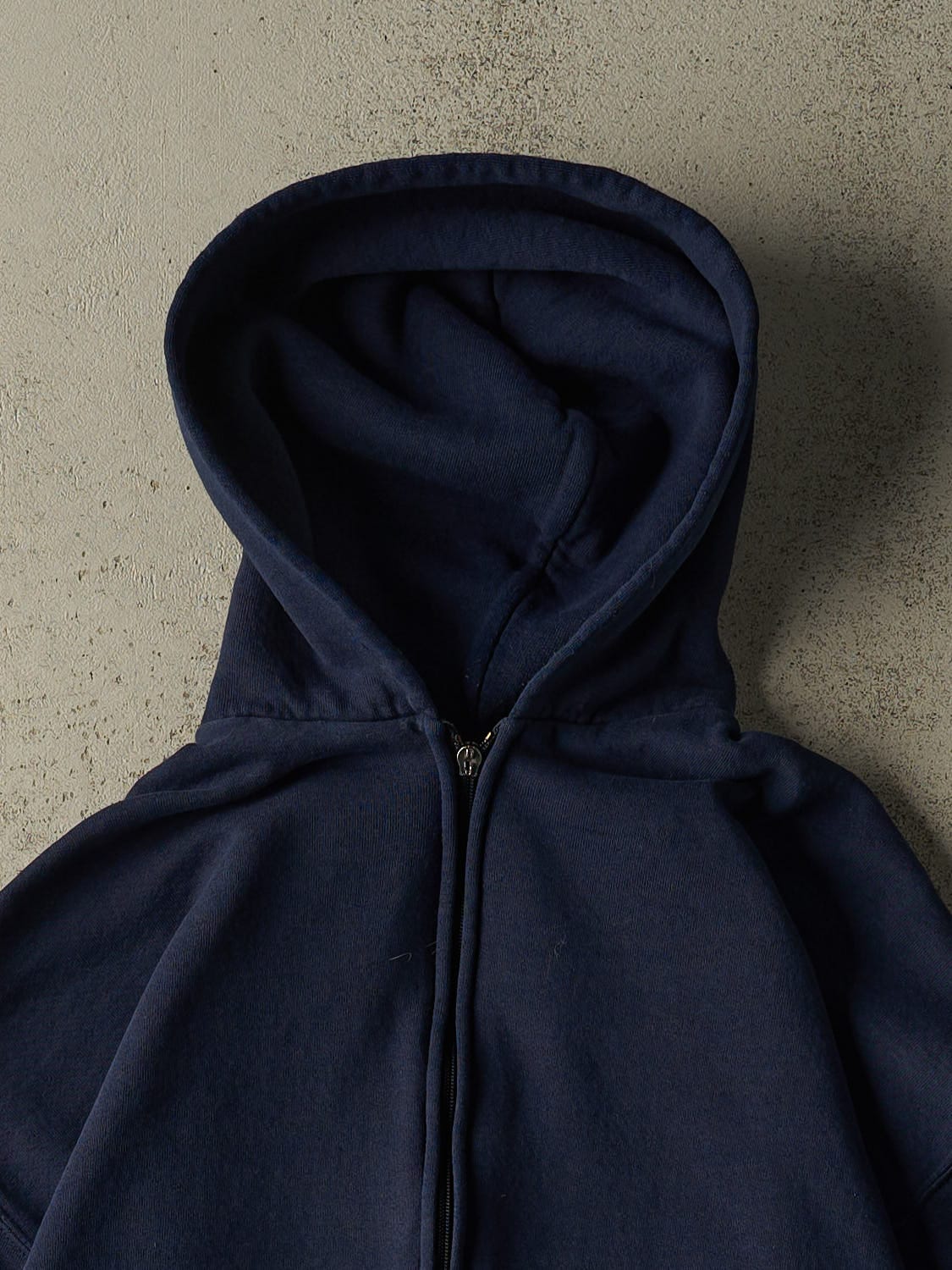 Vintage 90s Navy Blue Russell Athletic Blank Zip Up Hoodie (L) - Image 2