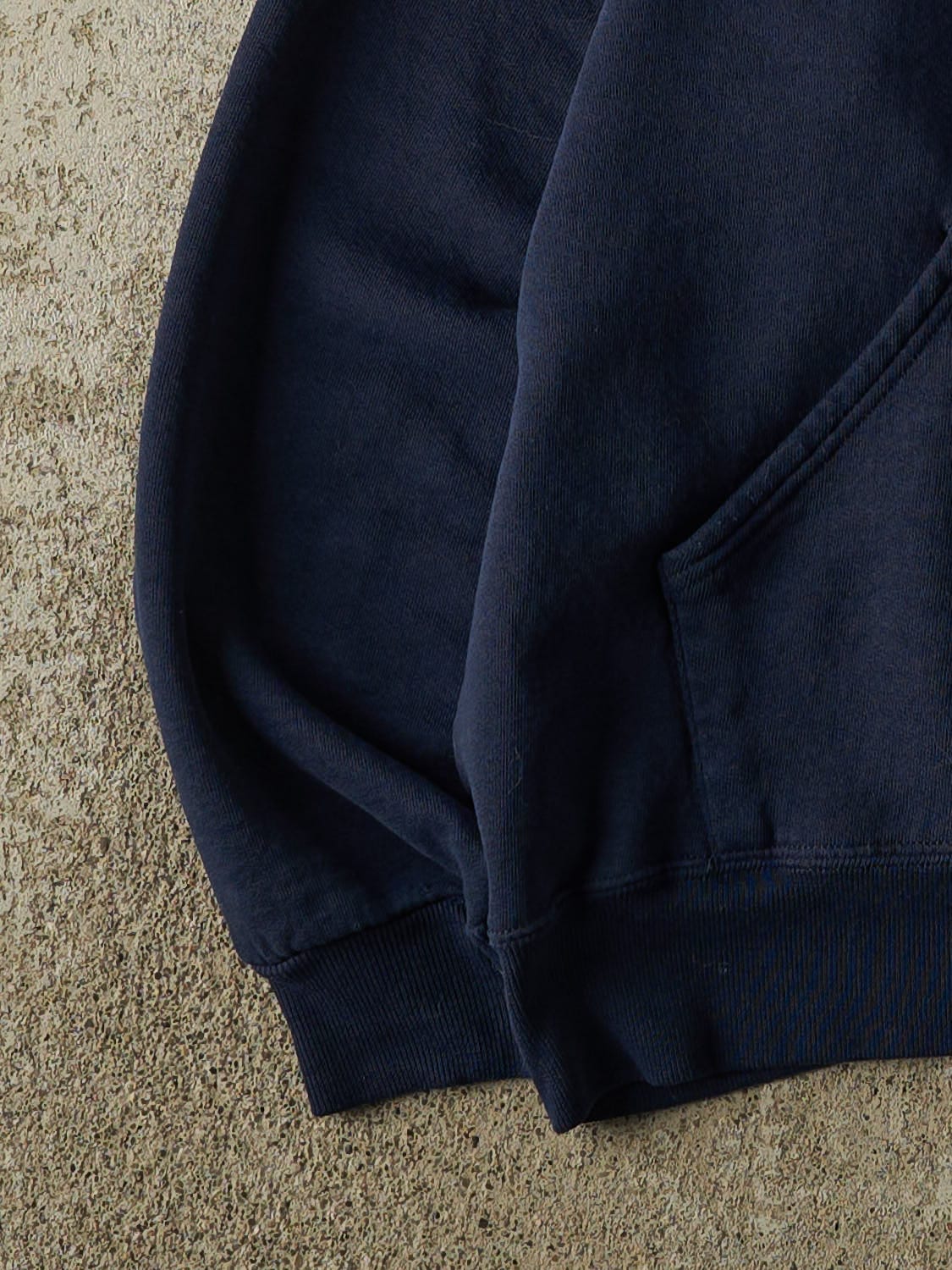 Vintage 90s Navy Blue Russell Athletic Blank Zip Up Hoodie (L) - Image 3