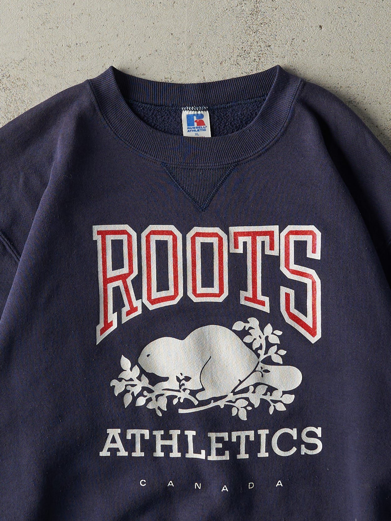 Vintage 90s Navy Blue Russell Athletic Roots Crewneck (L) - Image 2