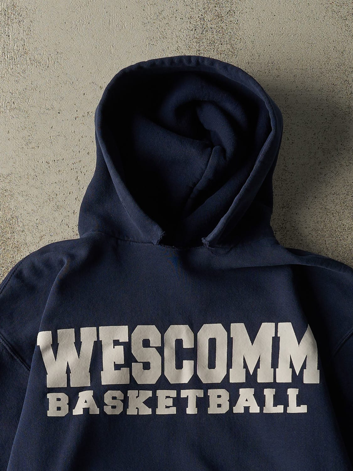 Vintage 90s Navy Blue Russell Athletic Wescomm Basketball Hoodie (S/M) - Image 3