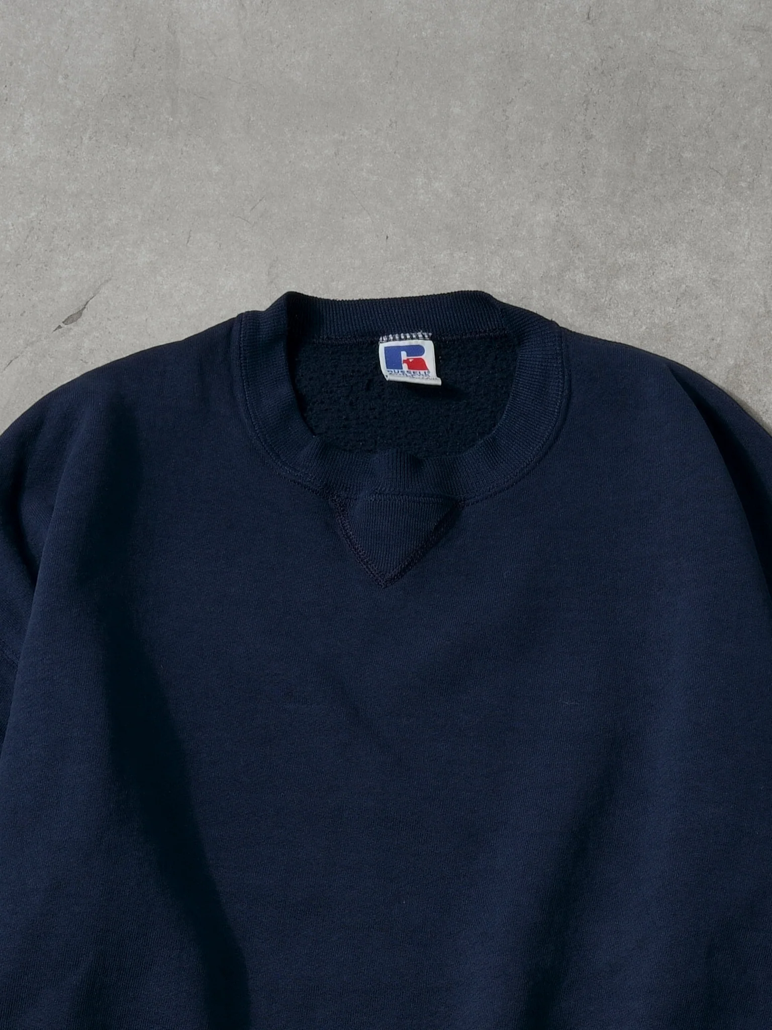 Vintage 90s Navy Blue Russell Athletics Blank Crewneck (Xl) - Image 2