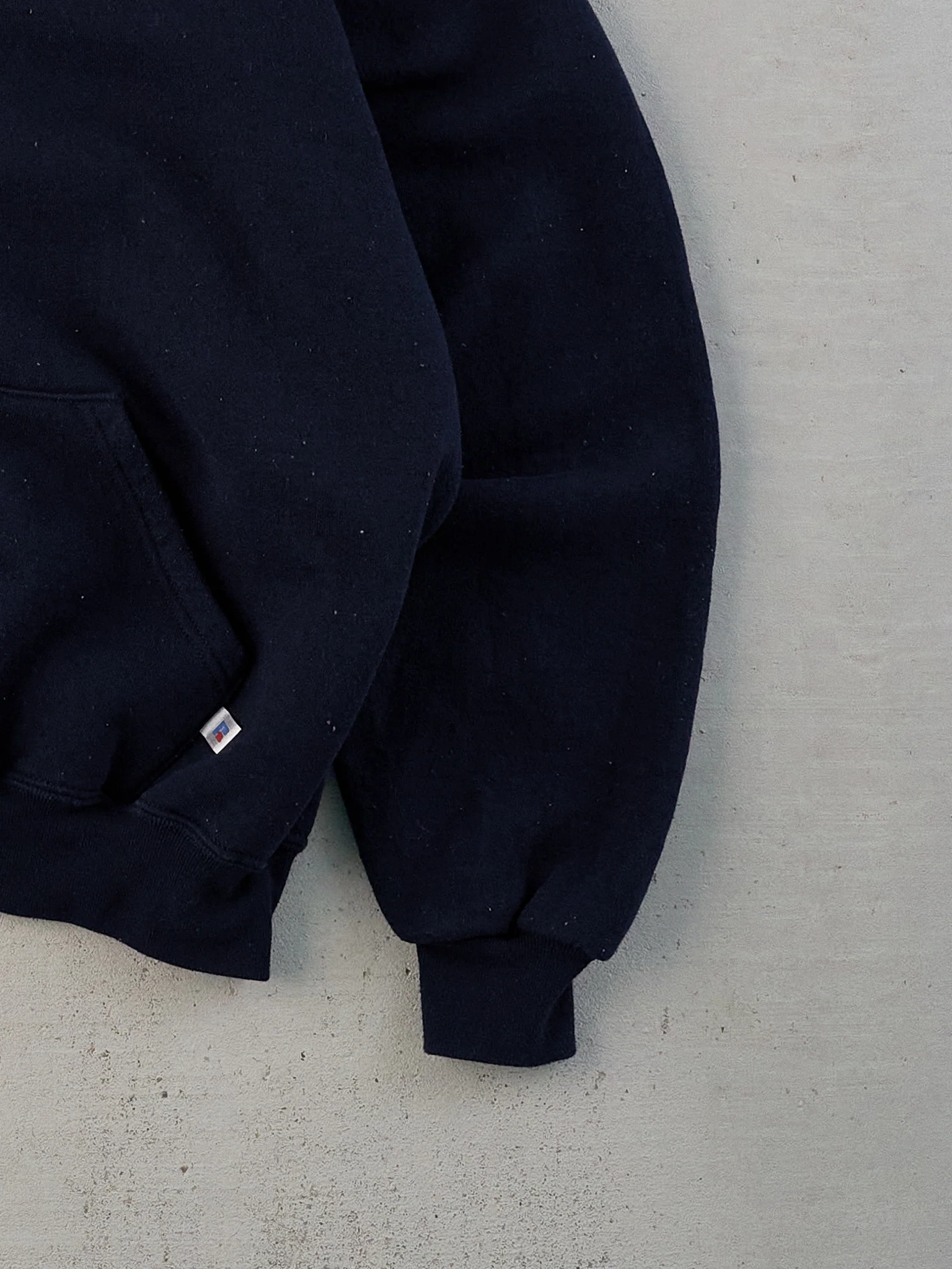 Vintage 90s Navy Blue Russell Athletics Blank Hoodie (L) - Image 3