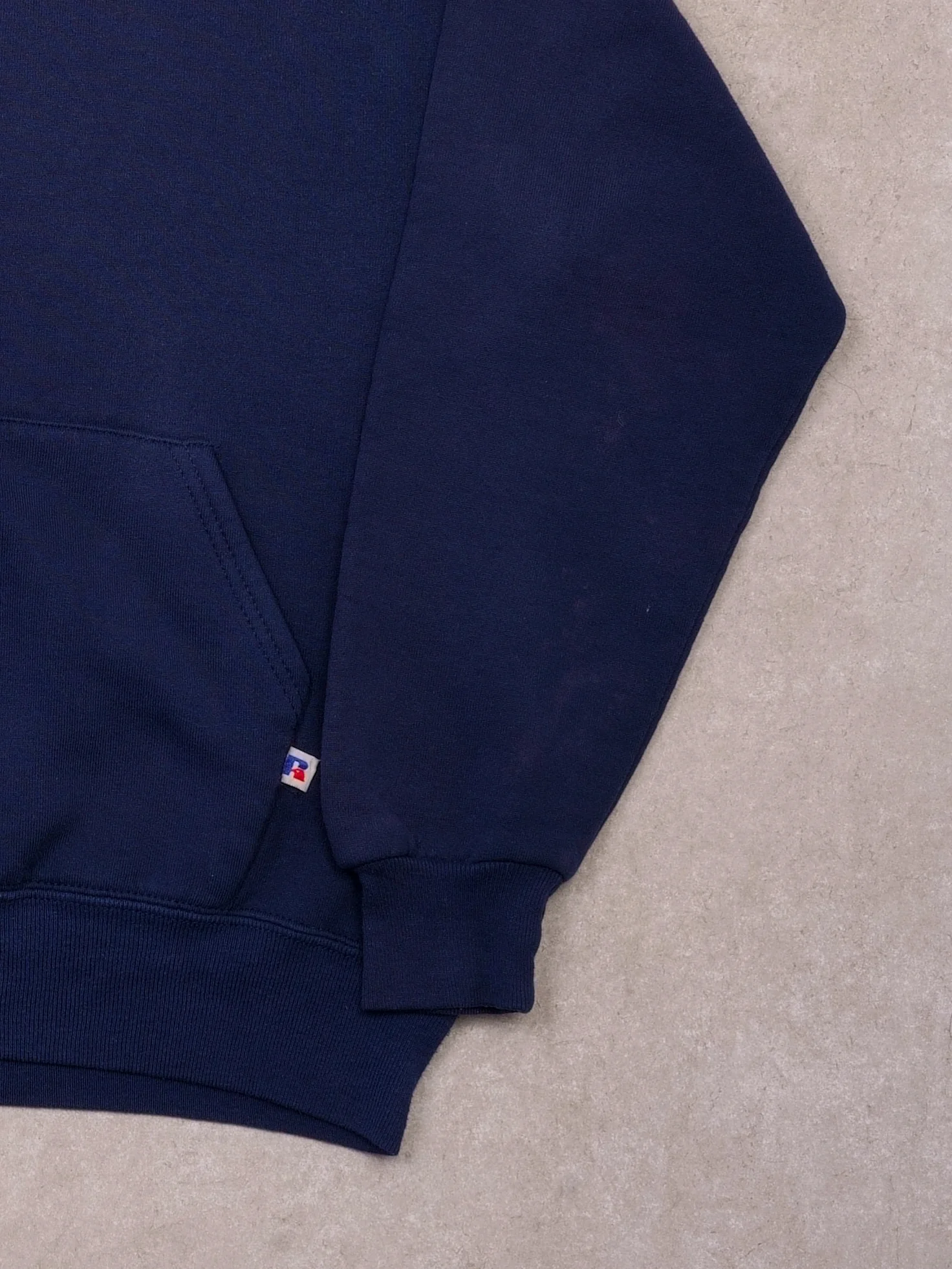 Vintage 90s Navy Blue Russell Athletics Blank Hoodie (M) - Image 3
