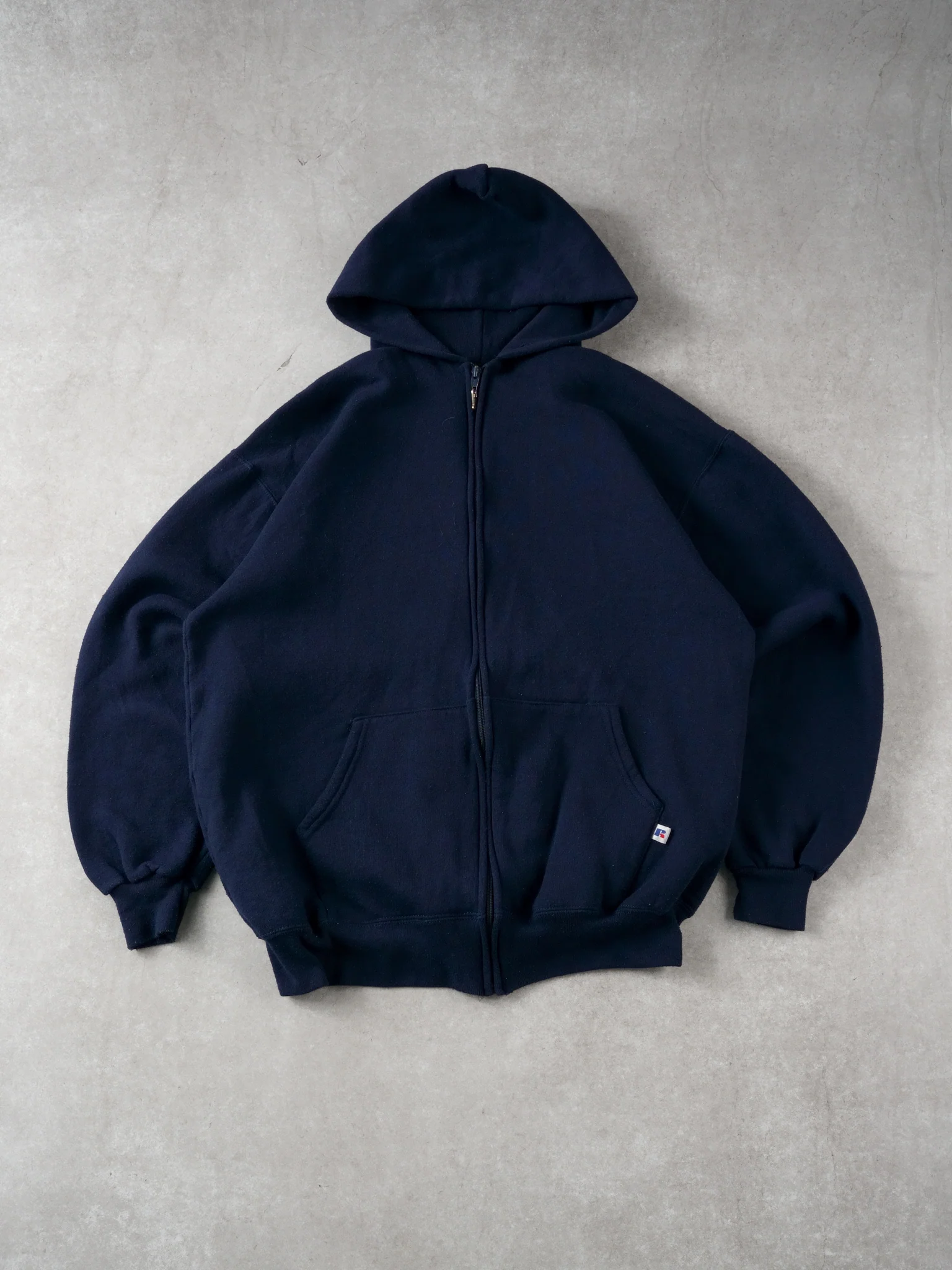 Vintage 90s Navy Blue Russell Athletics Blank Zipup (L)