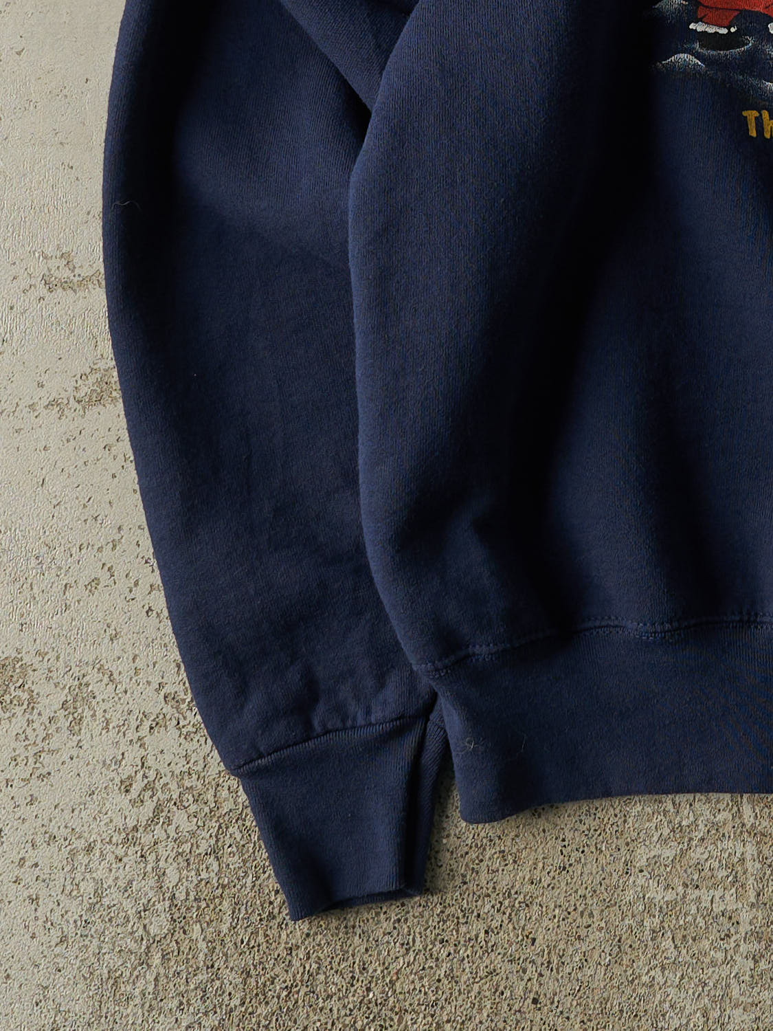 Vintage 90s Navy Blue Santa Slogan Crewneck (XL) - Image 3