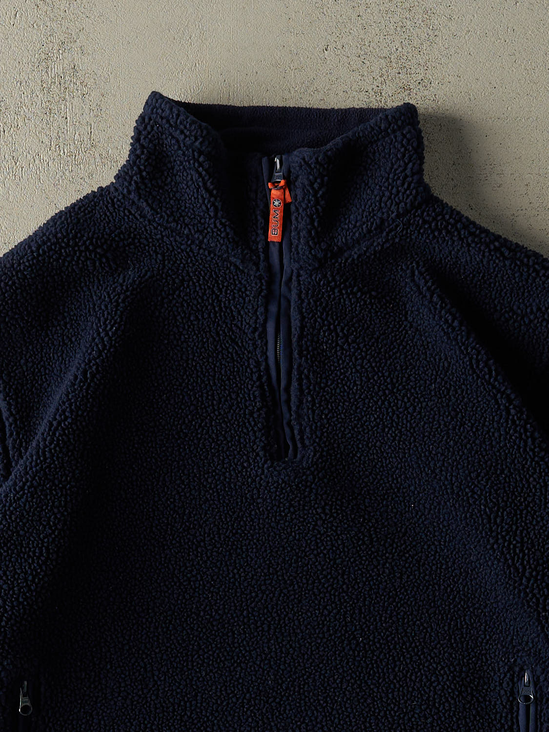 Vintage 90s Navy Blue Sherpa Quarter Zip (M/L) - Image 2