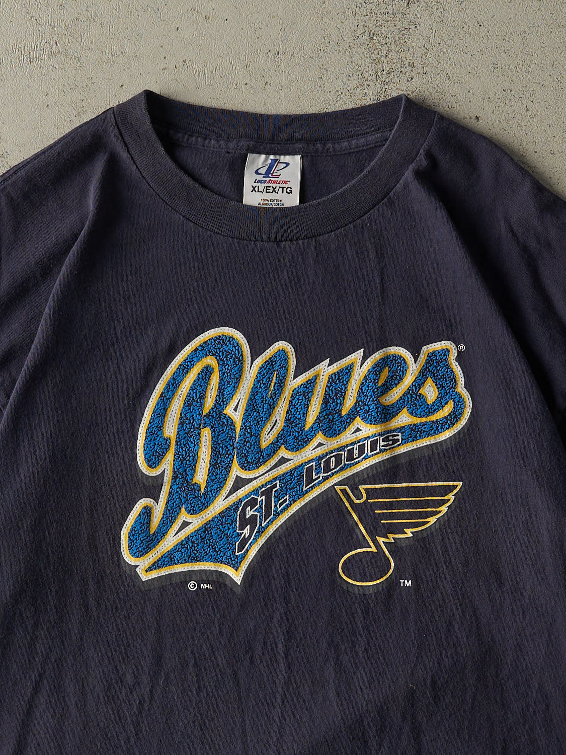 Vintage 90s Navy Blue St. Louis Blues Tee (XL) - Image 2