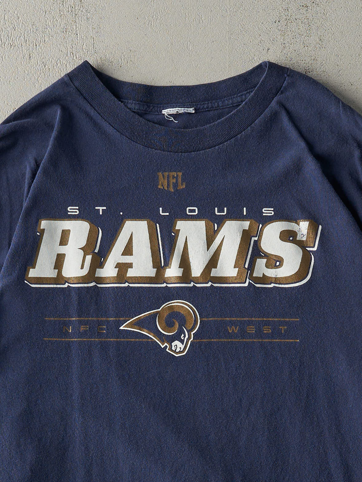 Vintage 90s Navy Blue St. Louis Rams Long Sleeve (L/XL) - Image 2
