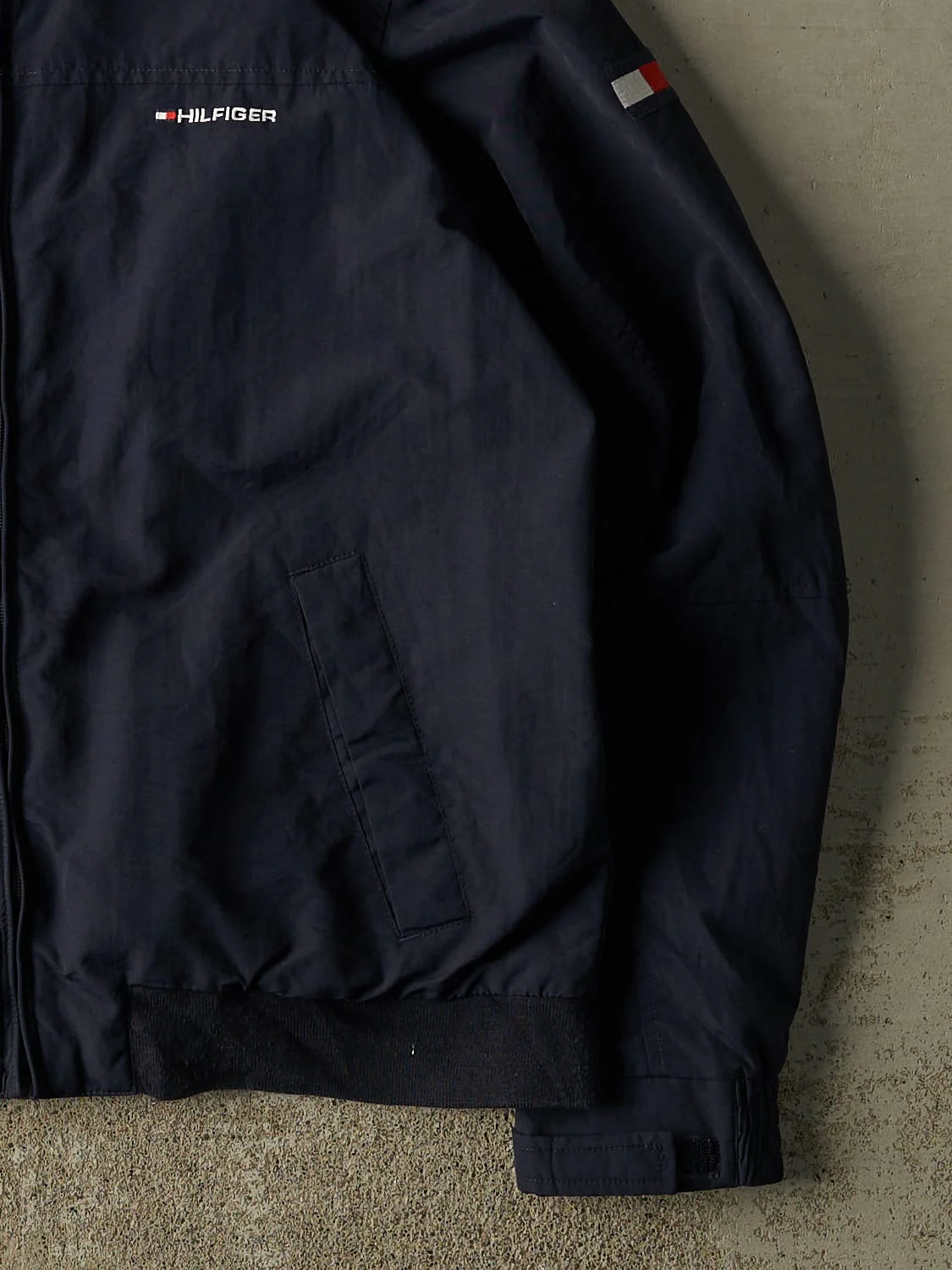 Vintage Y2K Navy Blue Tommy Hilfiger Embroidered Coaches Harrington Style Jacket (L/XL) - Image 3