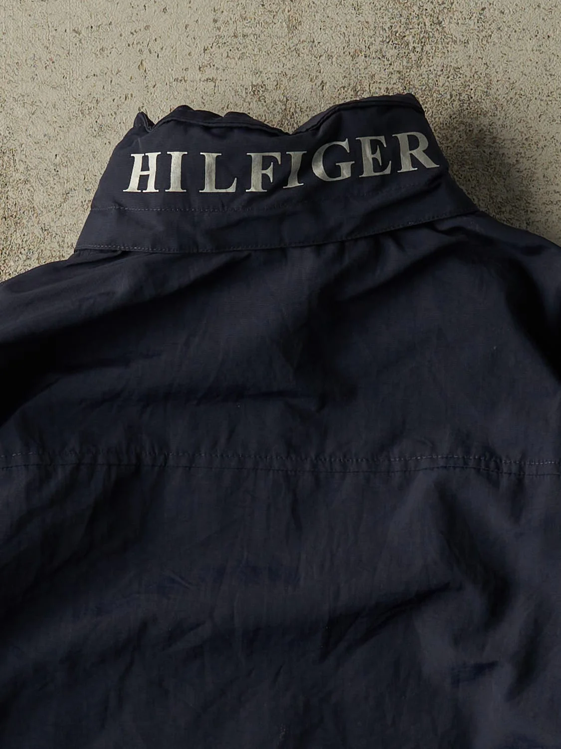 Vintage Y2K Navy Blue Tommy Hilfiger Embroidered Coaches Harrington Style Jacket (L/XL) - Image 4
