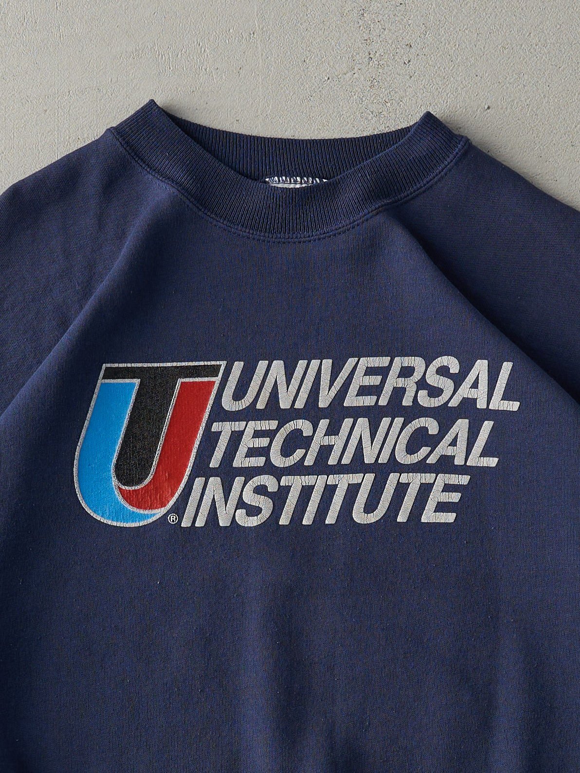 Vintage 90s Navy Blue Universal Technical Institute Boxy Crewneck (L) - Image 2