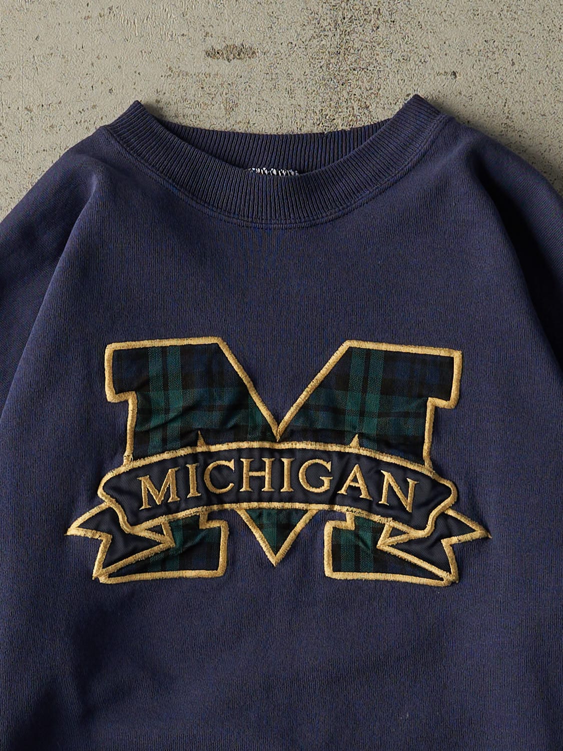 Vintage 90s Navy Blue University of Michigan Crewneck (XS/S) - Image 2