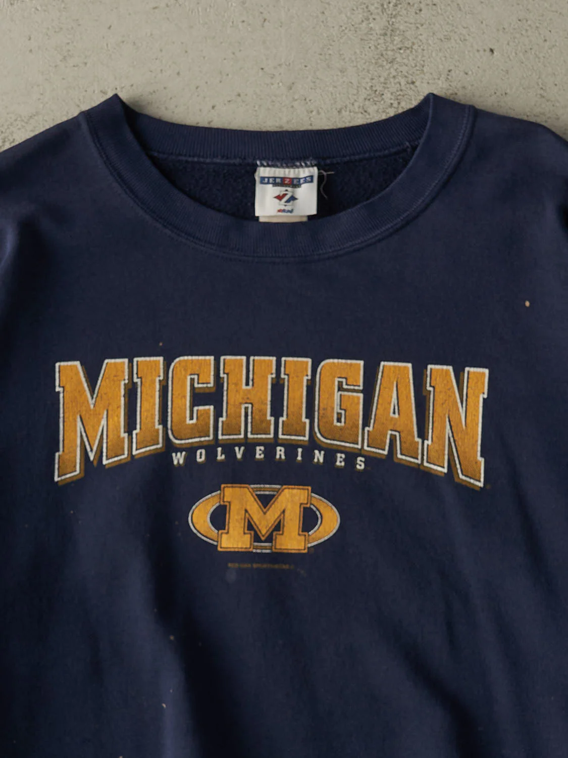 Vintage 90s Navy Blue University of Michigan Wolverines Crewneck (L/XL) - Image 2