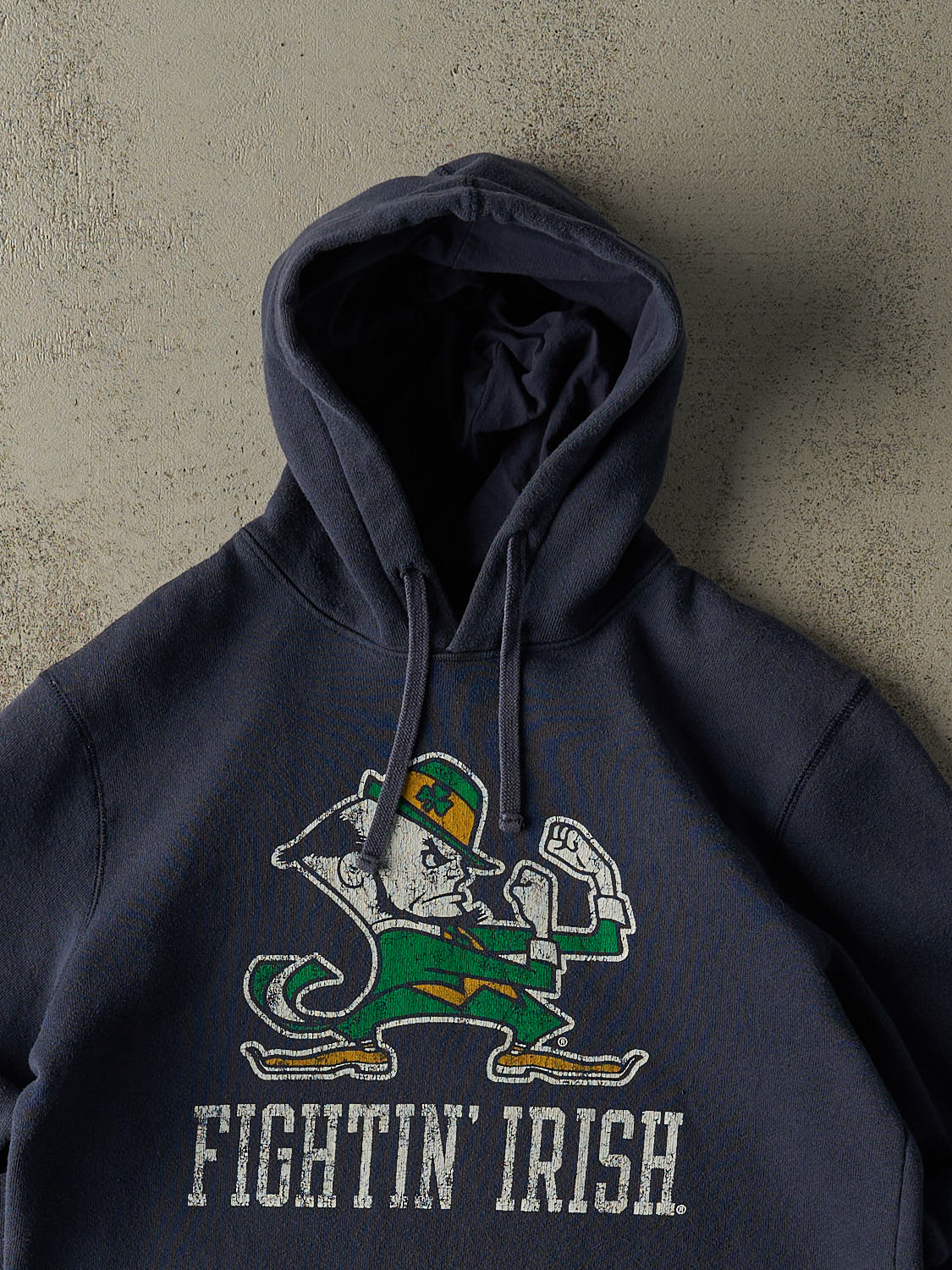 Vintage 90s Navy Blue University of Notre Dame Fighting Irish Hoodie (S) - Image 2