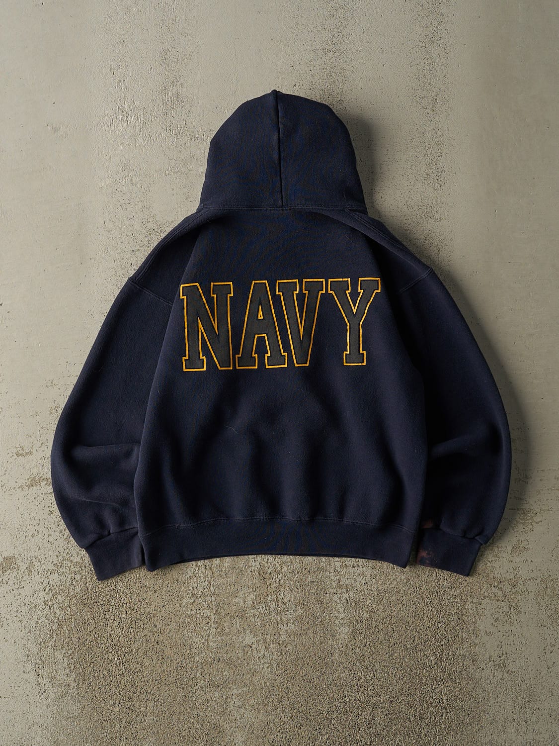 Vintage 90s Navy Blue US Navy Hoodie (XS) - Image 2