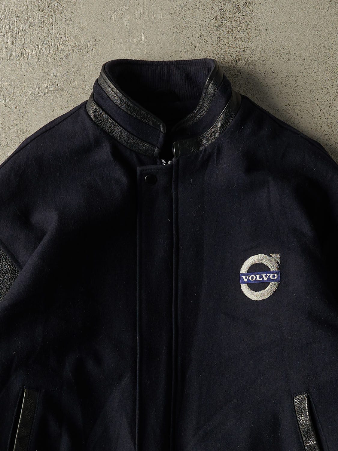 Vintage 90s Navy Blue Volvo Embroidered Varsity Jacket (XXL/XXXL) - Image 2