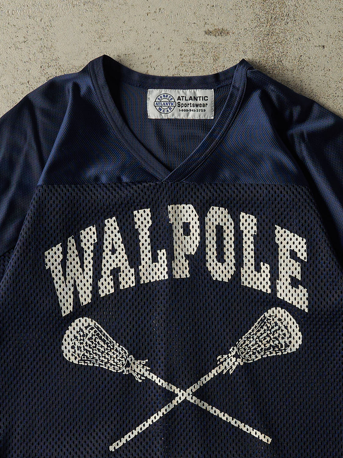 Vintage 90s Navy Blue Walpole Lacrosse Cropped Jersey (S) - Image 3