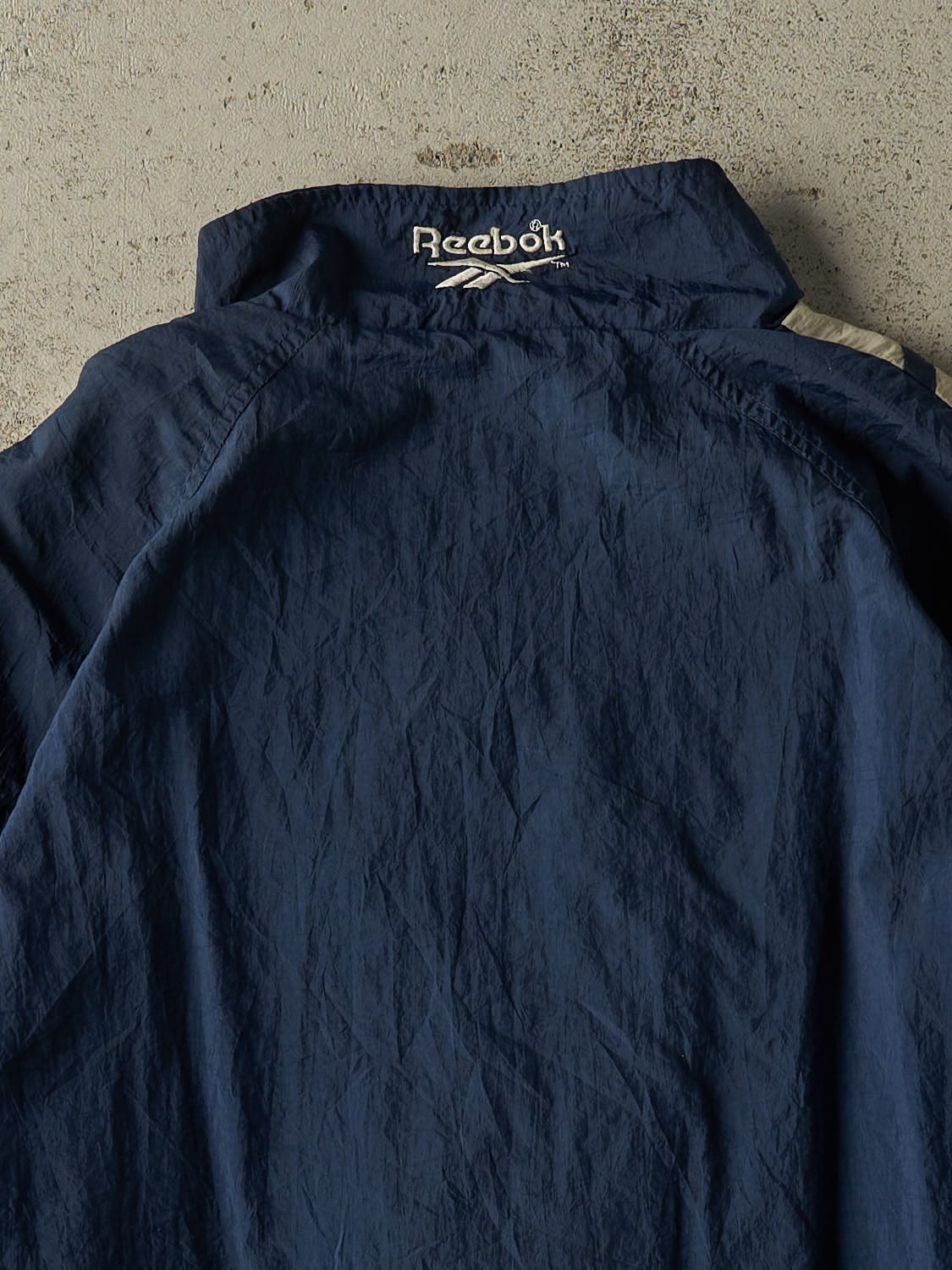 Vintage 90s Navy Blue & White Reebok Windbreaker Jacket (M/L) - Image 4