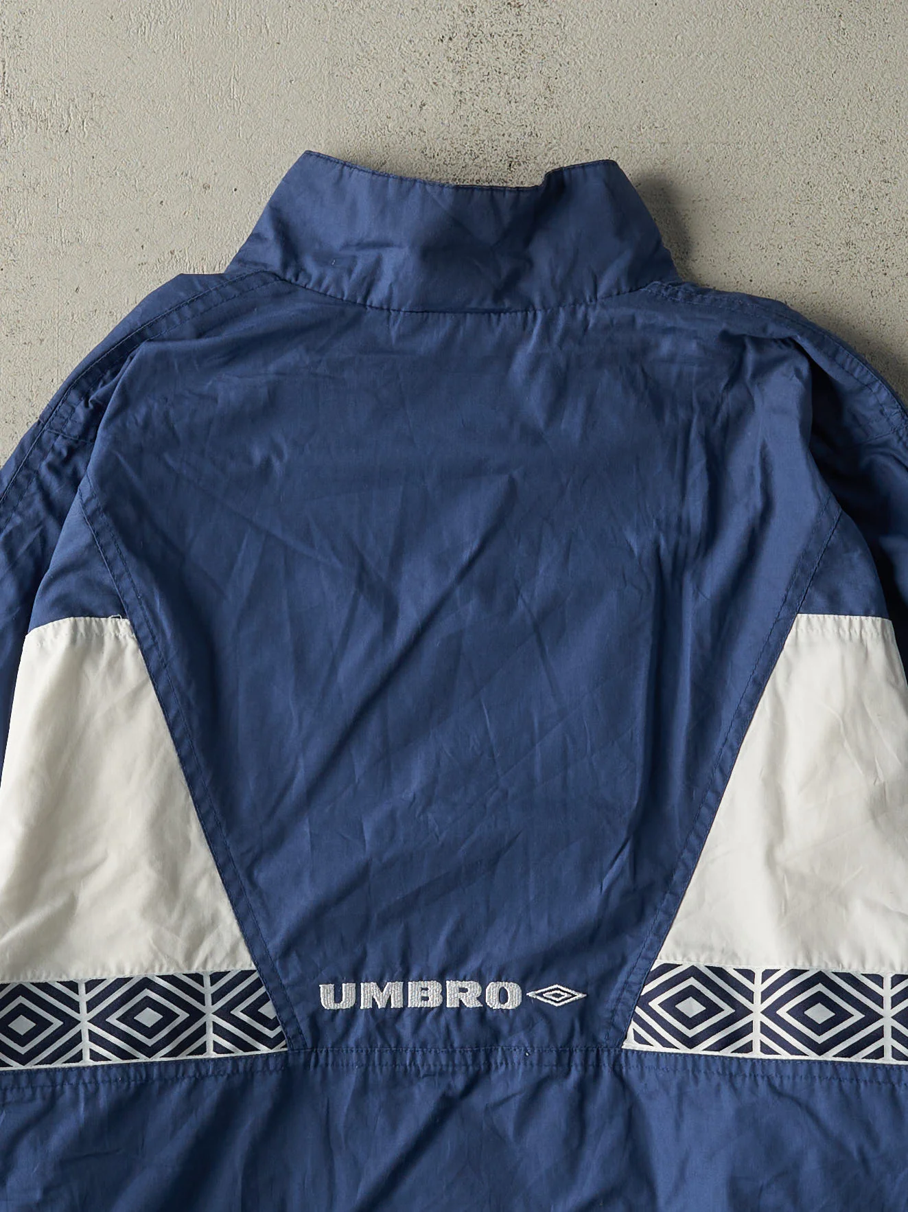 Vintage 90s Navy Blue & White Umbro Windbreaker Track Jacket (L) - Image 4