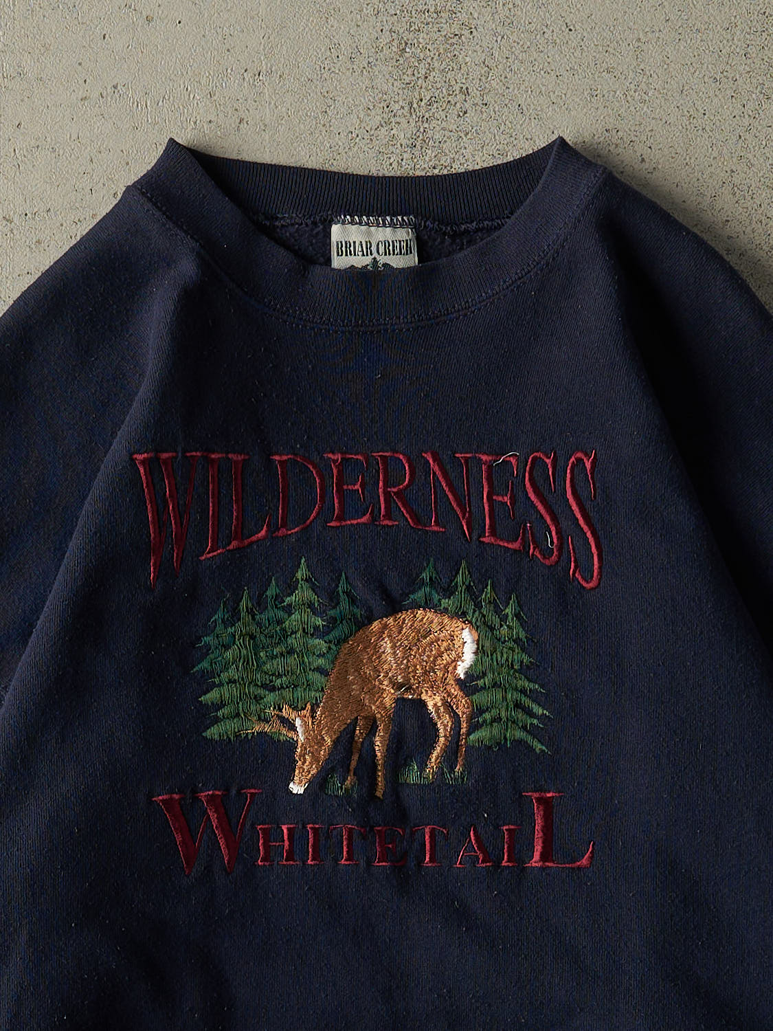 Vintage 90s Navy Blue Wilderness Embroidered Crewneck (L/XL) - Image 2