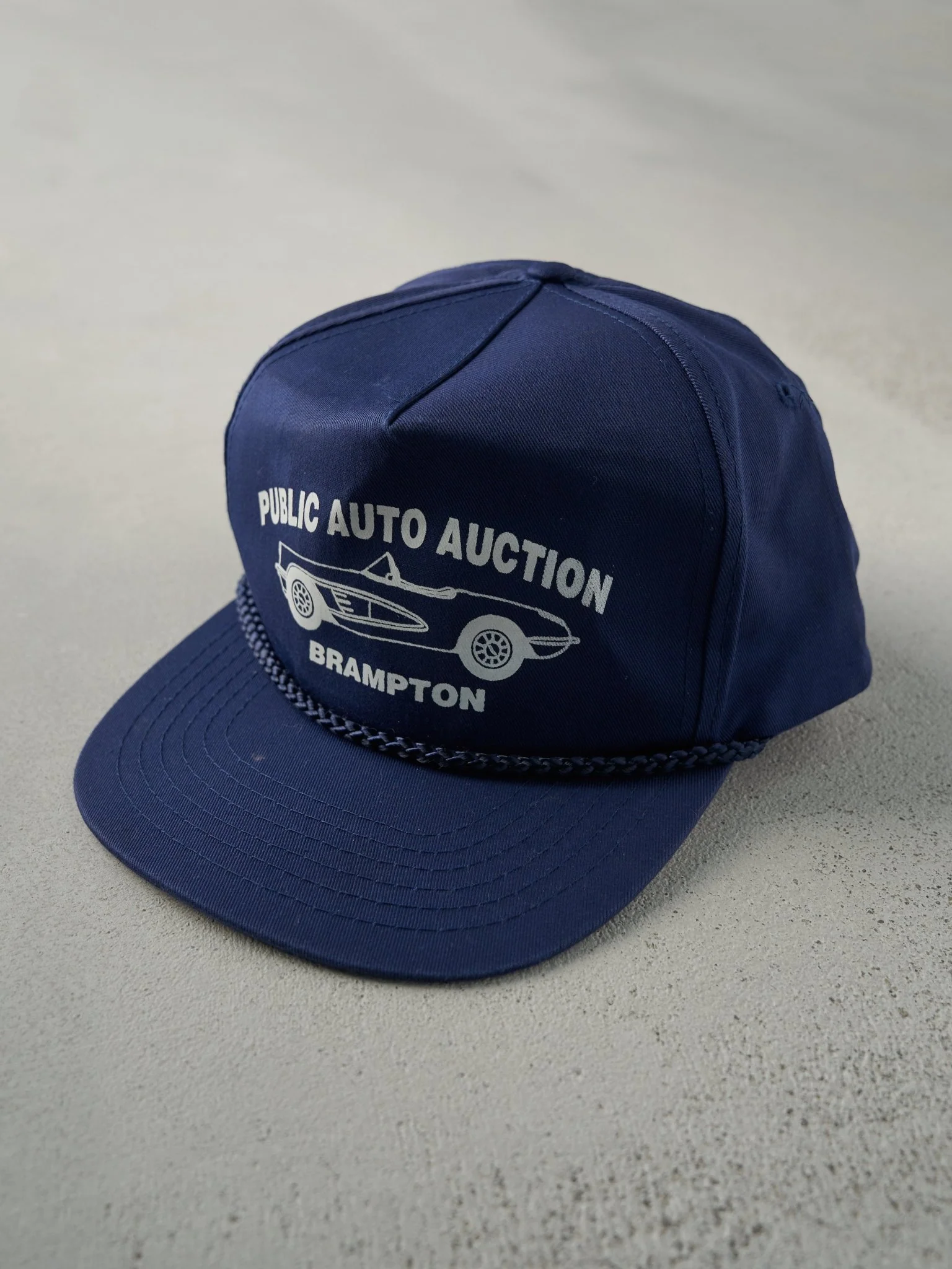 Vintage 90s Navy Brampton Public Auto Auction Snap Back Hat - Image 2
