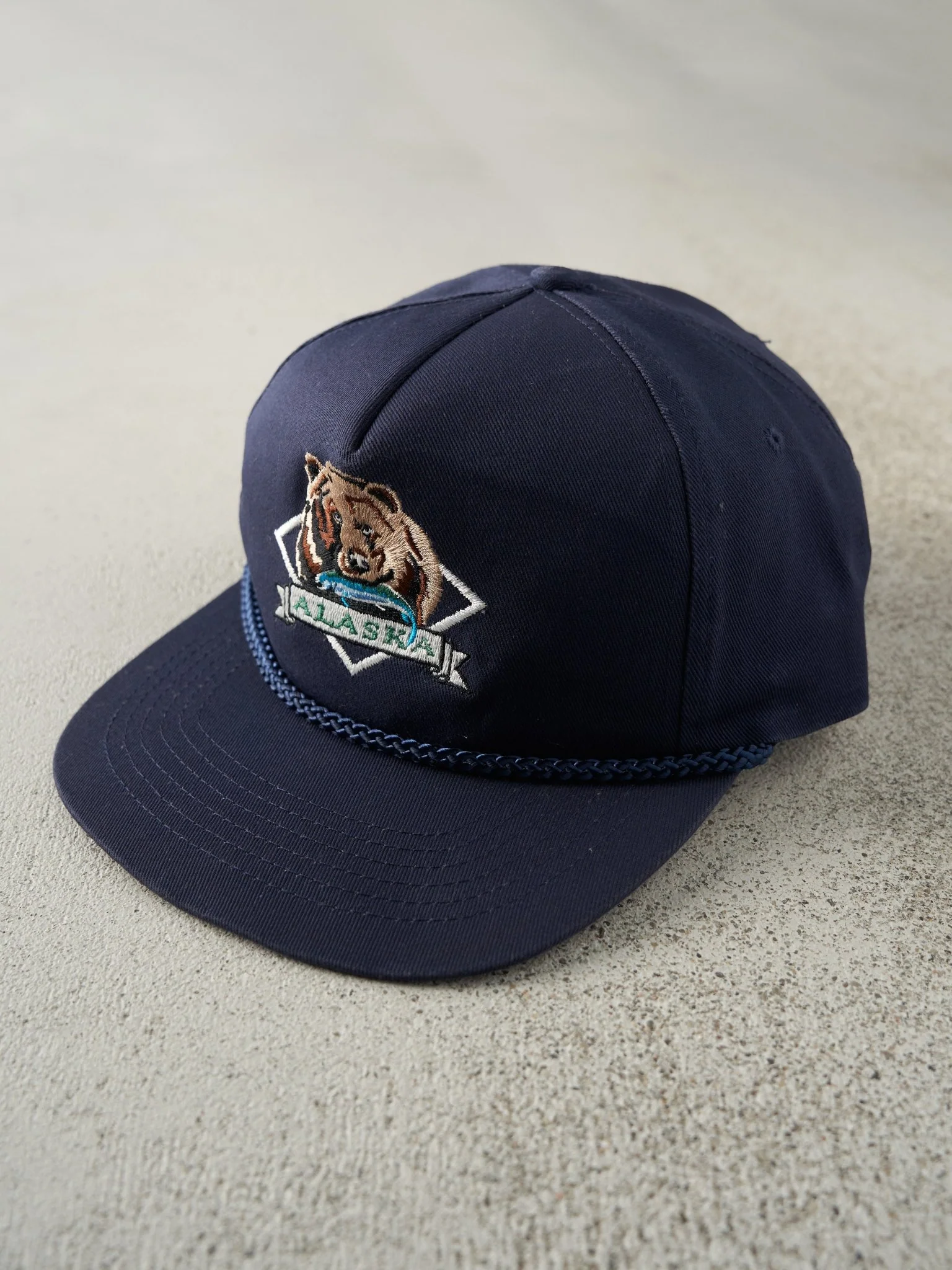Vintage 90s Navy Embroidered Alaska Snapback Hat - Image 2