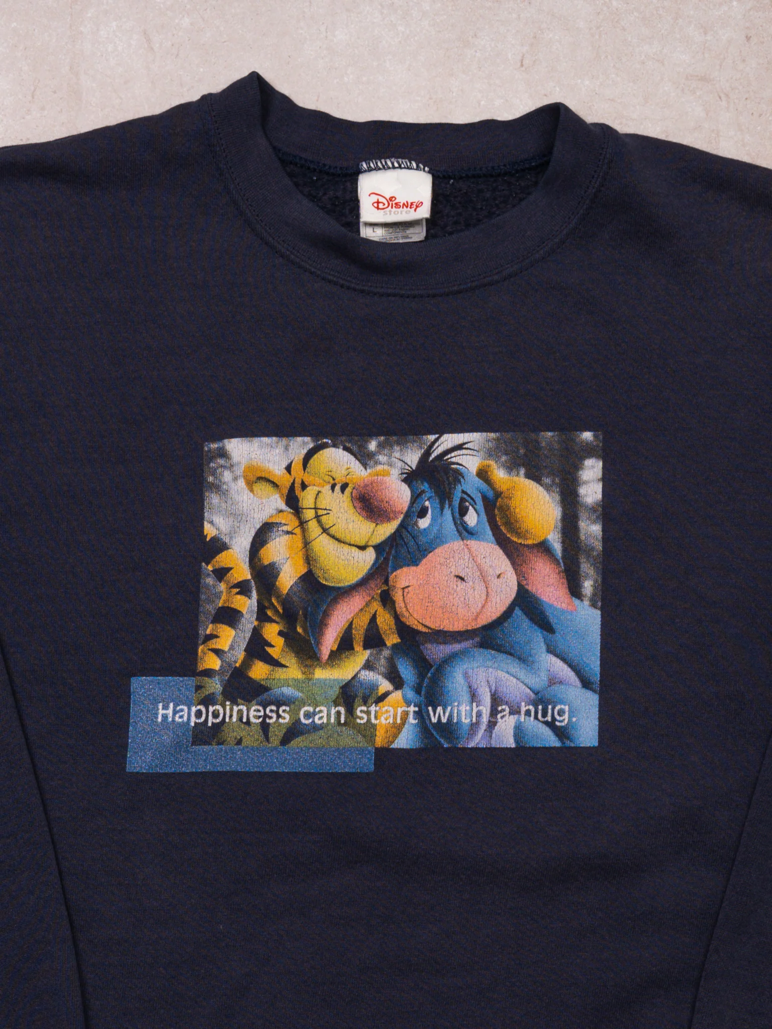 Vintage 90s Navy Tigger + Eeyore Hug Crewneck (L) - Image 2