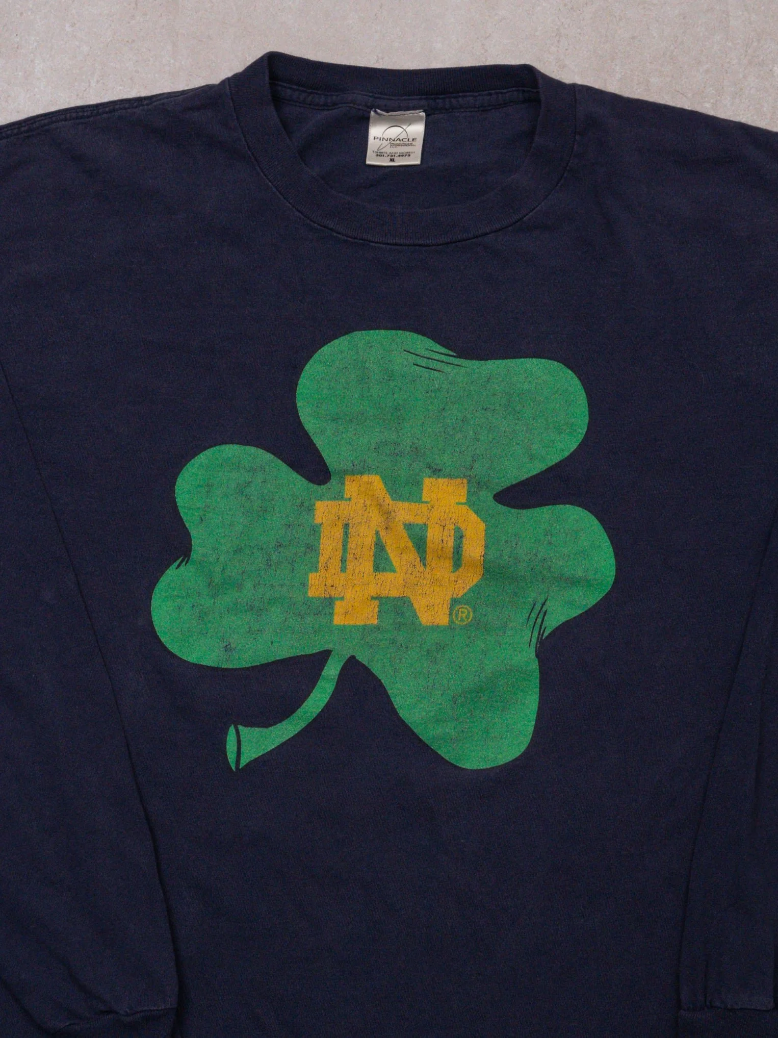 Vintage 90s Blue Notre Dame Clover Long Sleeve (L) - Image 2