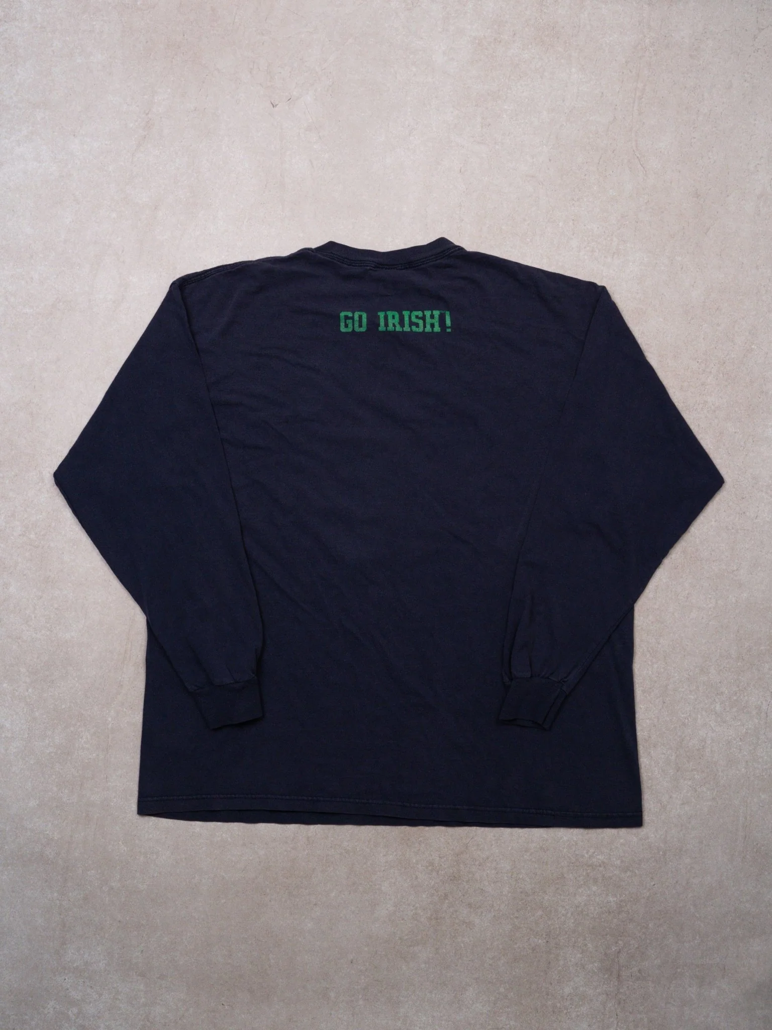 Vintage 90s Blue Notre Dame Clover Long Sleeve (L) - Image 3
