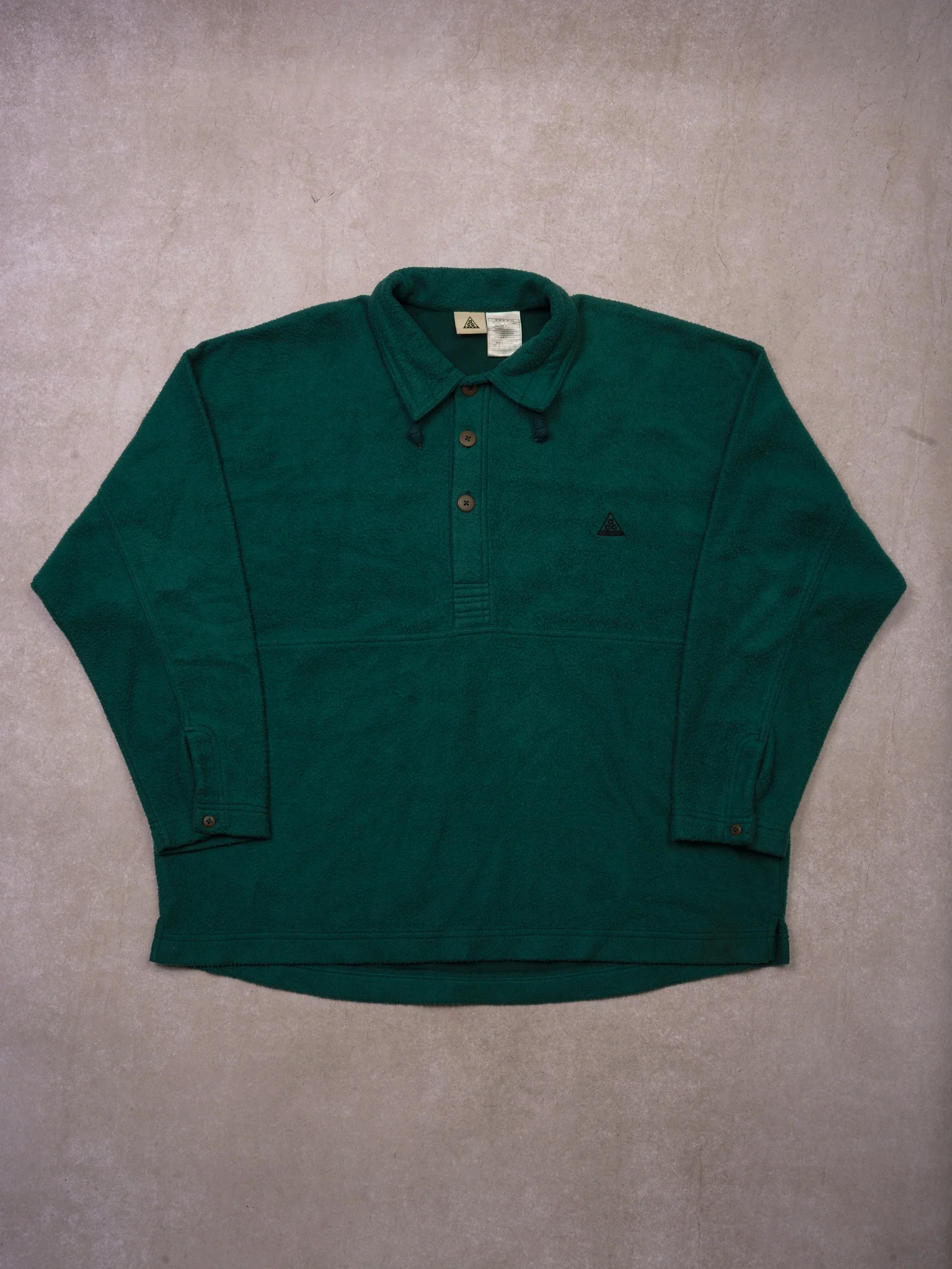 Vintage 90s Oak Green Nike ACG Fleece Collared 1/4 Button Up (XXL)