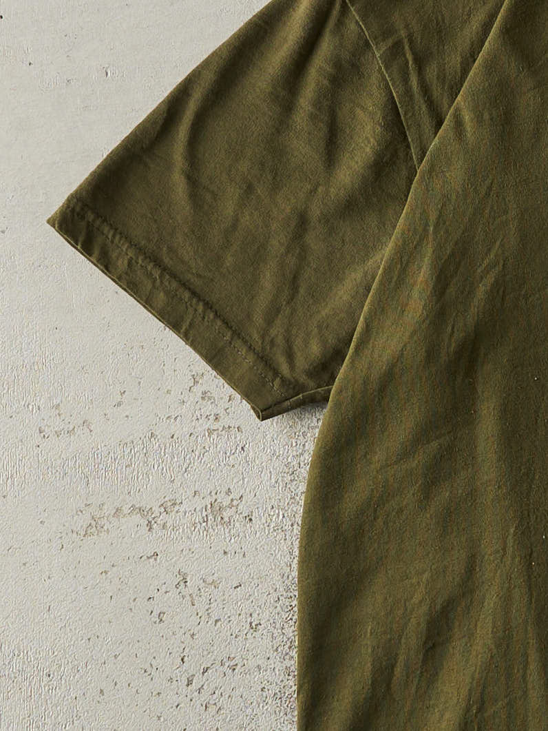 Vintage 90s Olive Green Blank Tee (M) - Image 3