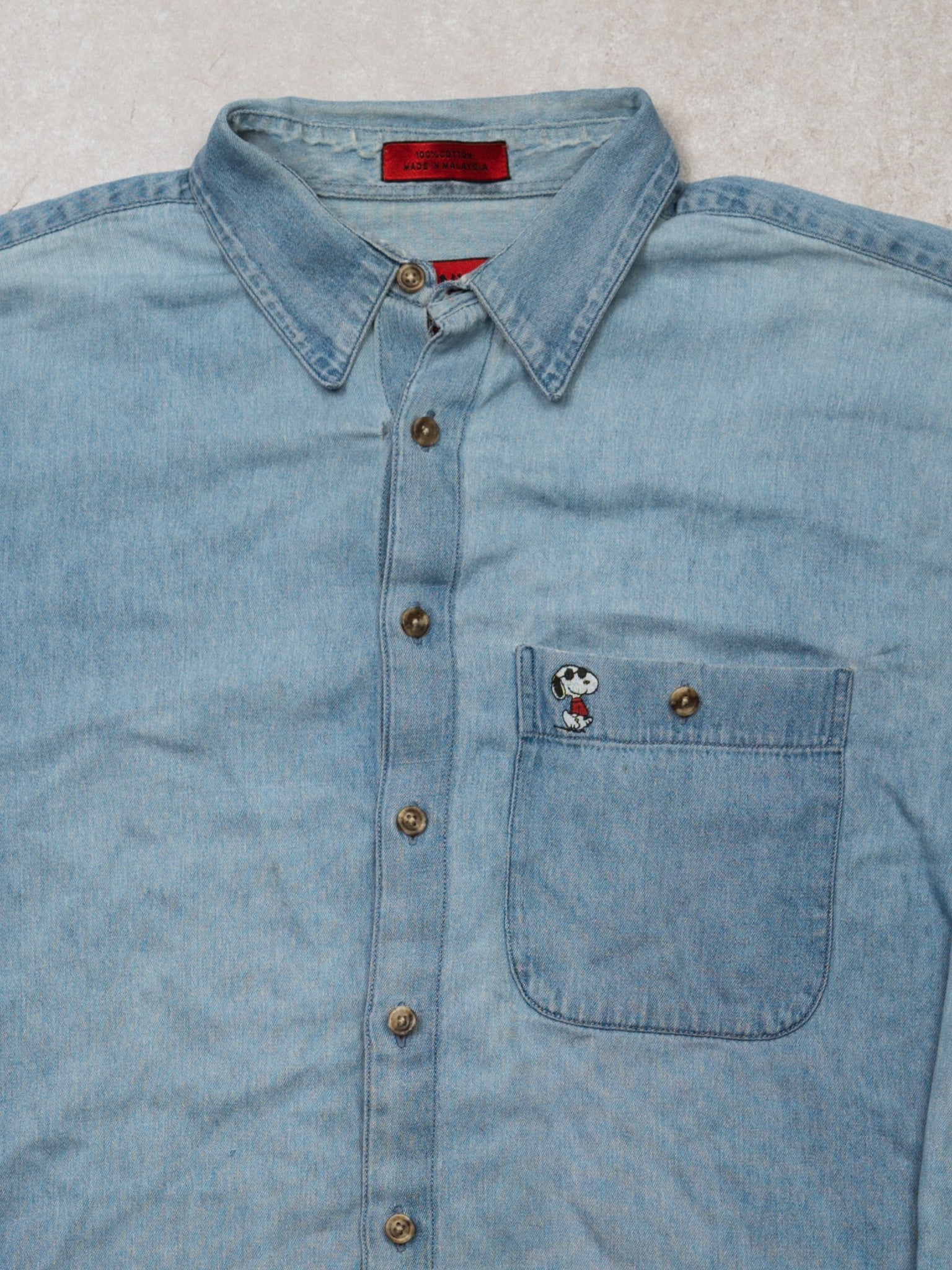 Vintage 90s Peanuts Snoopy Jean Button Up (L) - Image 2