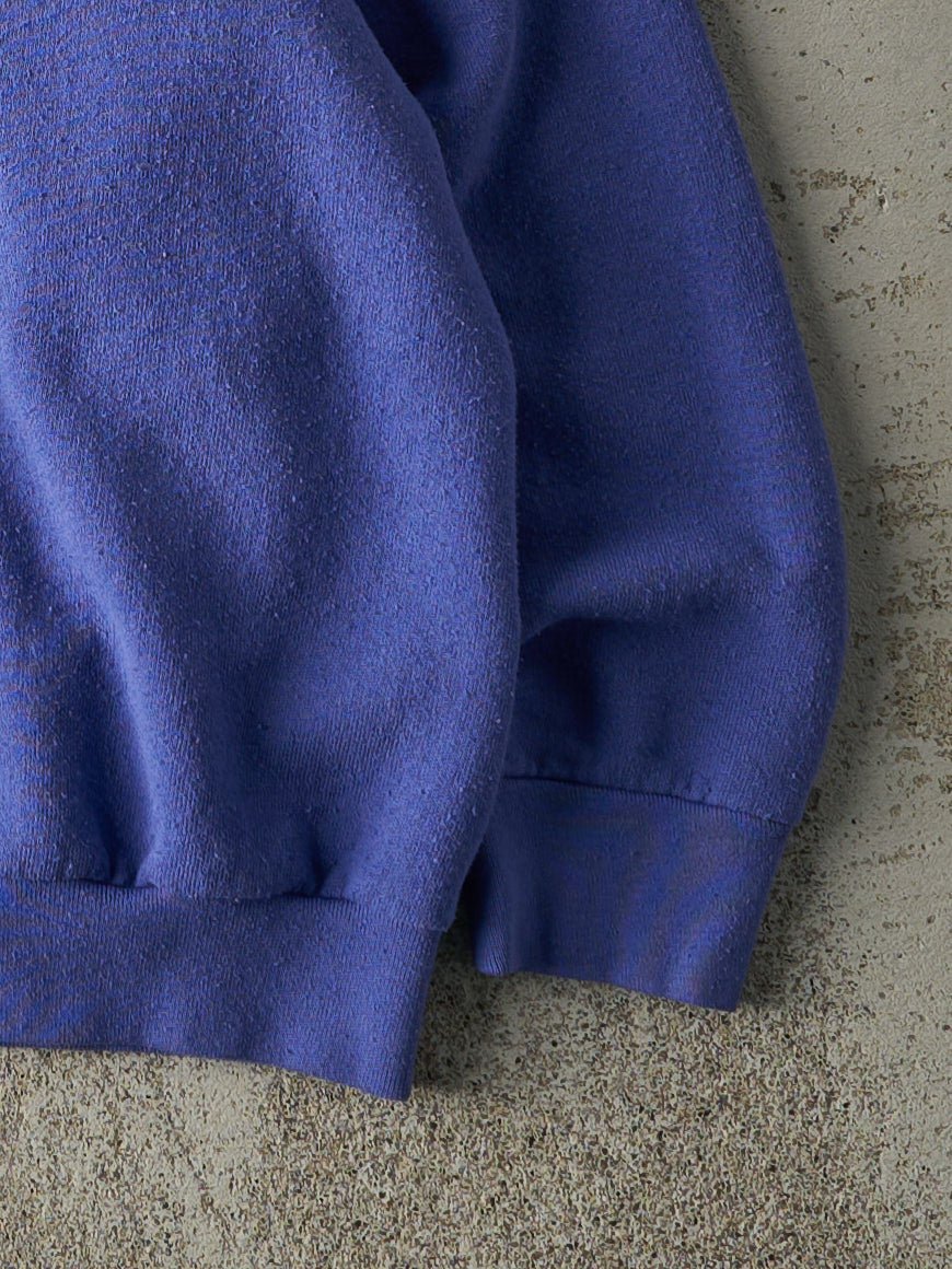 Vintage 90s Periwinkle Blue Blank Boxy Crewneck (M) - Image 3