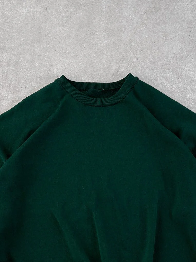 Vintage 90s Pine Green Blank Crewneck (XXL) - Image 2