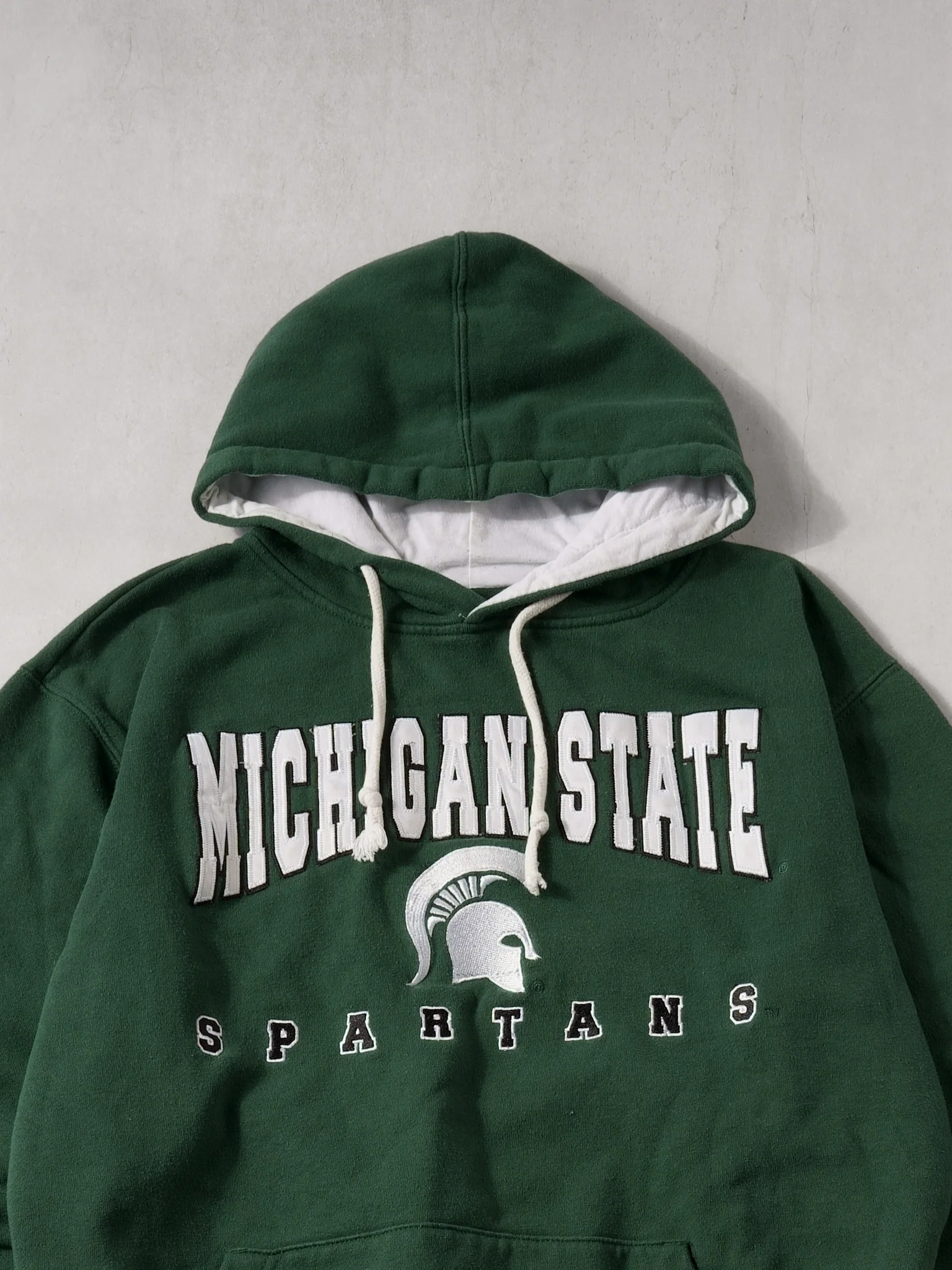 Vintage 90s Pine Green Michigan State Spartans Hoodie (S/M) - Image 2