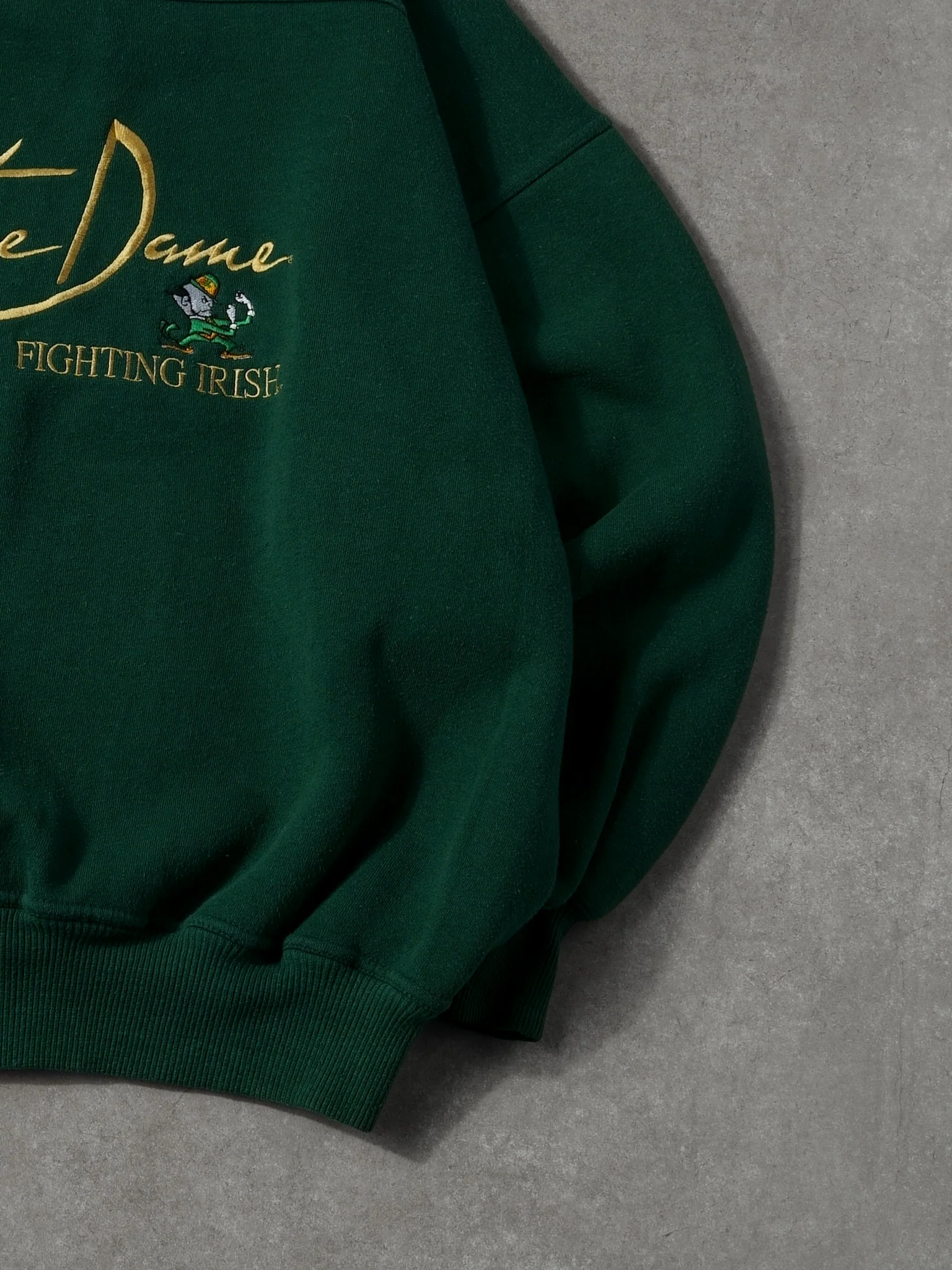 Vintage 90s Pine Green Notre Dame Fighting Irish Crewneck (XL) - Image 3