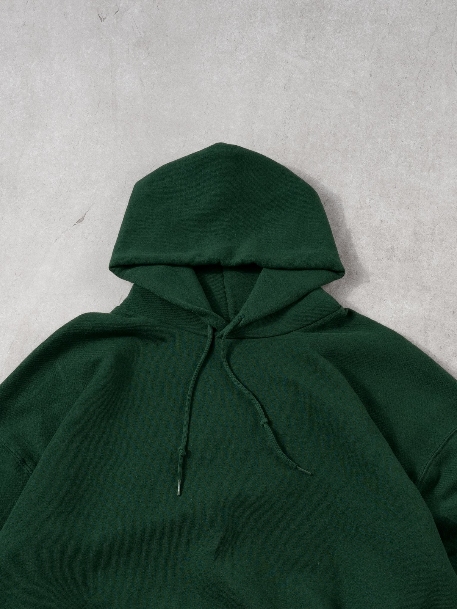 Vintage 90s Pine Green Russell Athletics Blank Hoodie (XL) - Image 2