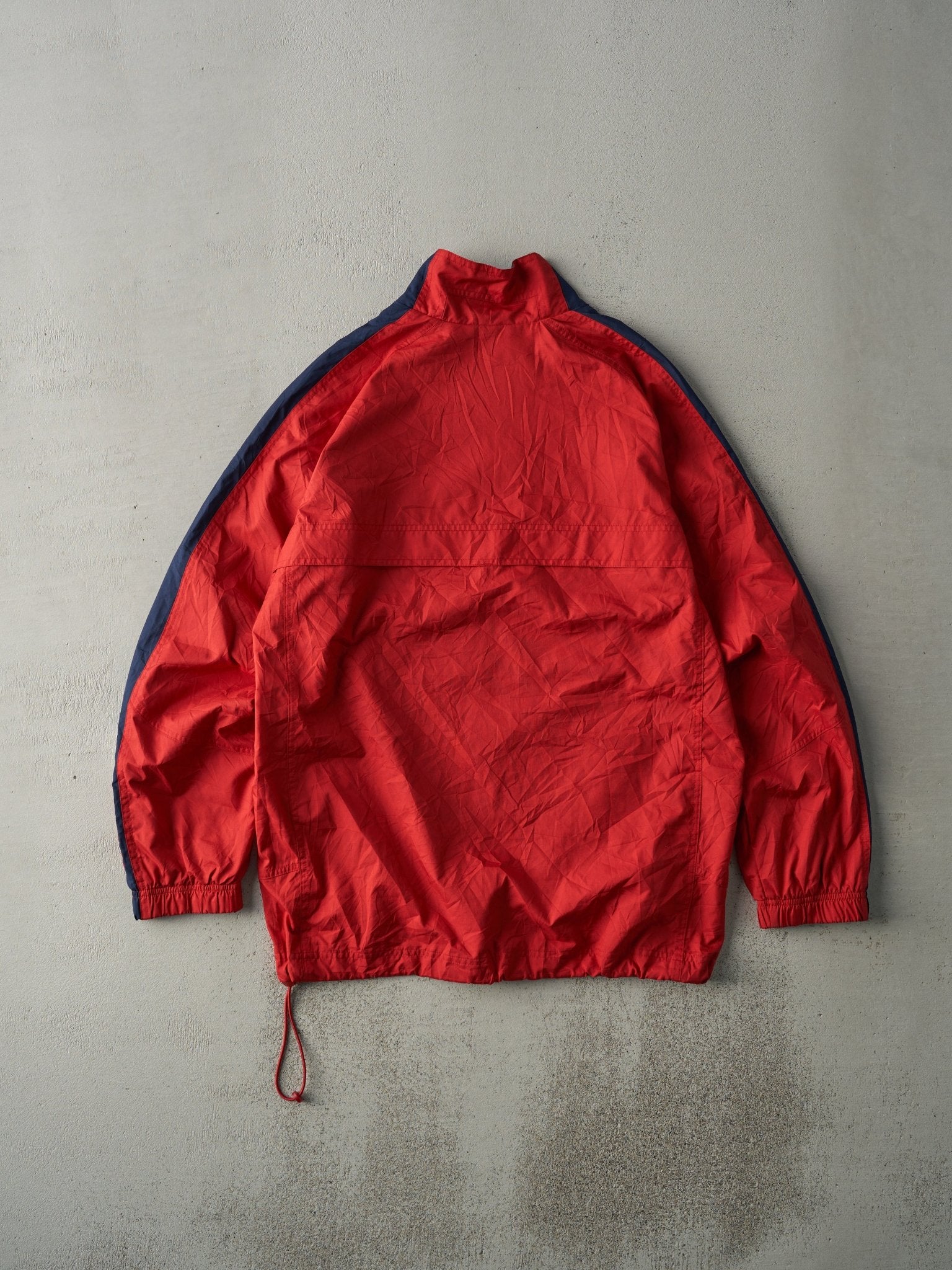 Vintage 90s Red and Navy Nike Swoosh Quarter Zip Windbreaker Jacket (M/L) - Image 2