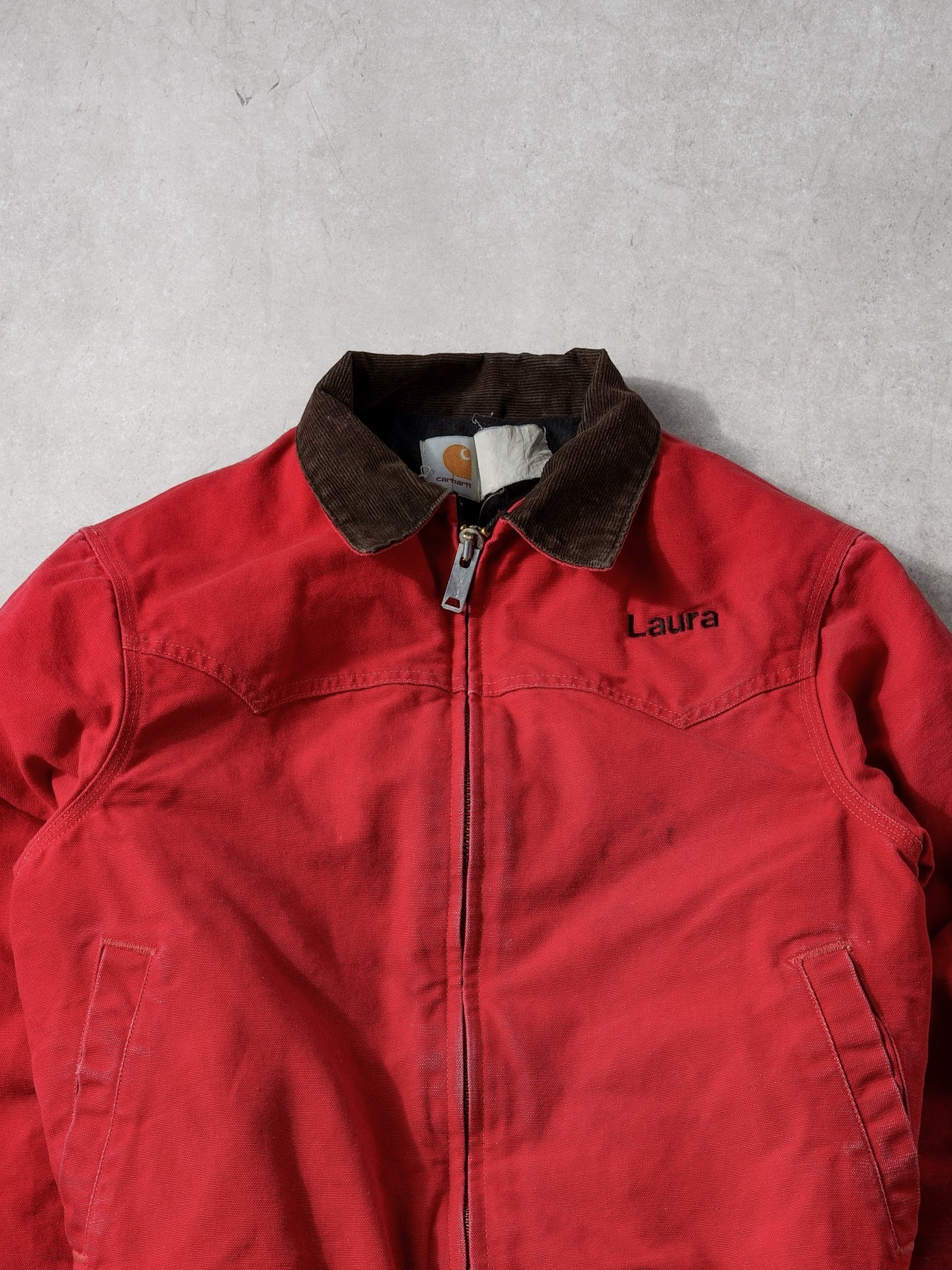 Vintage 90s Red Carhartt Lined Workwear Sante Fe Jacket (M) - Image 3