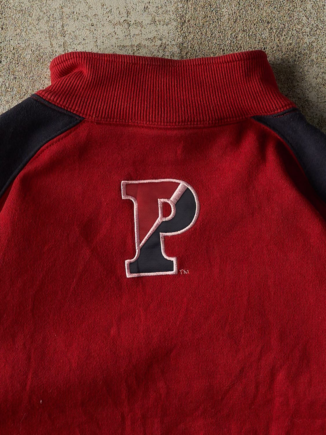 Vintage 90s Red Champion University of Pennsylvania Quarter Zip Crewneck (XL/XXL) - Image 4