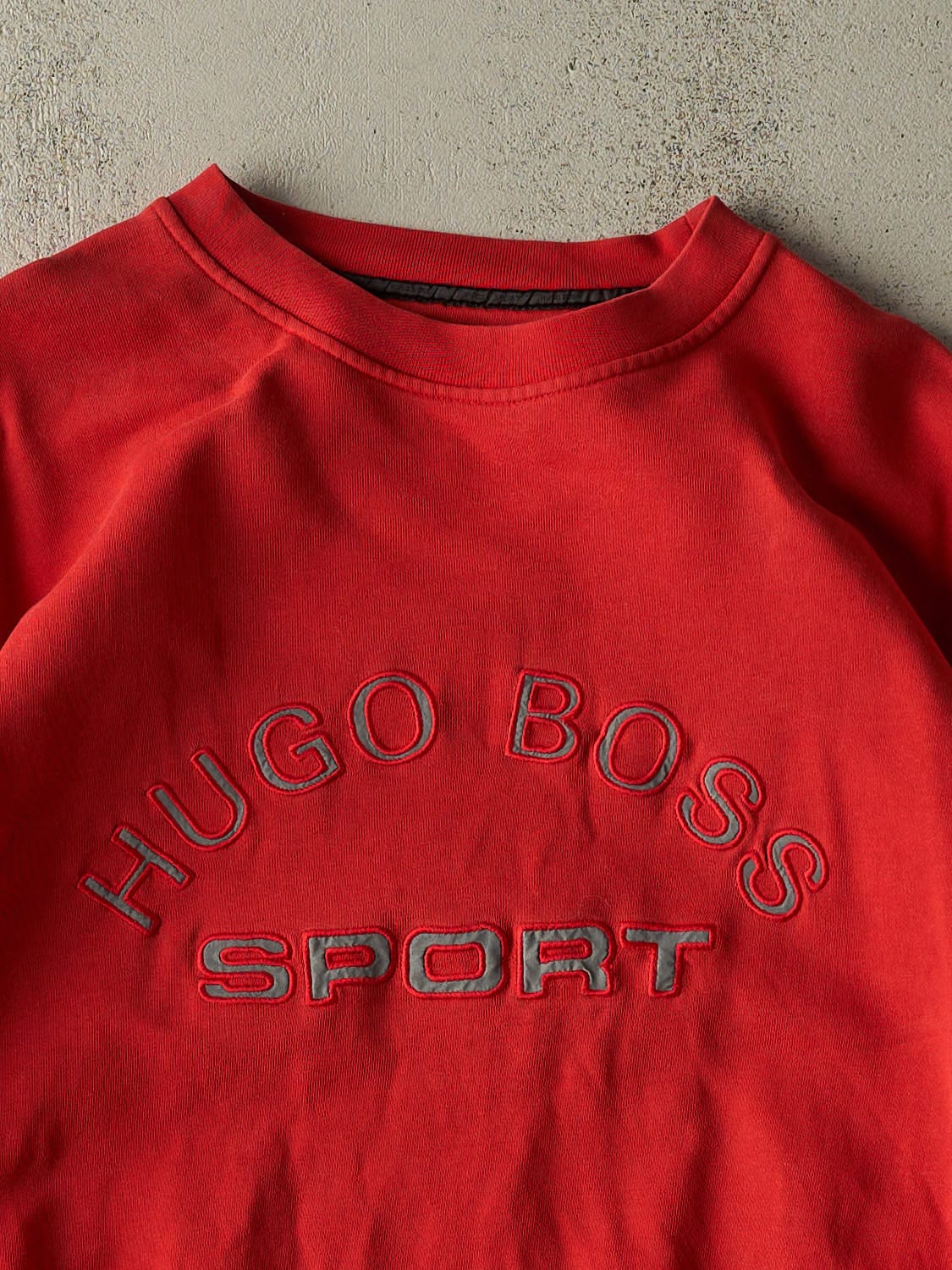 Vintage Y2K Red Hugo Boss Embroidered Crewneck (XL) - Image 2