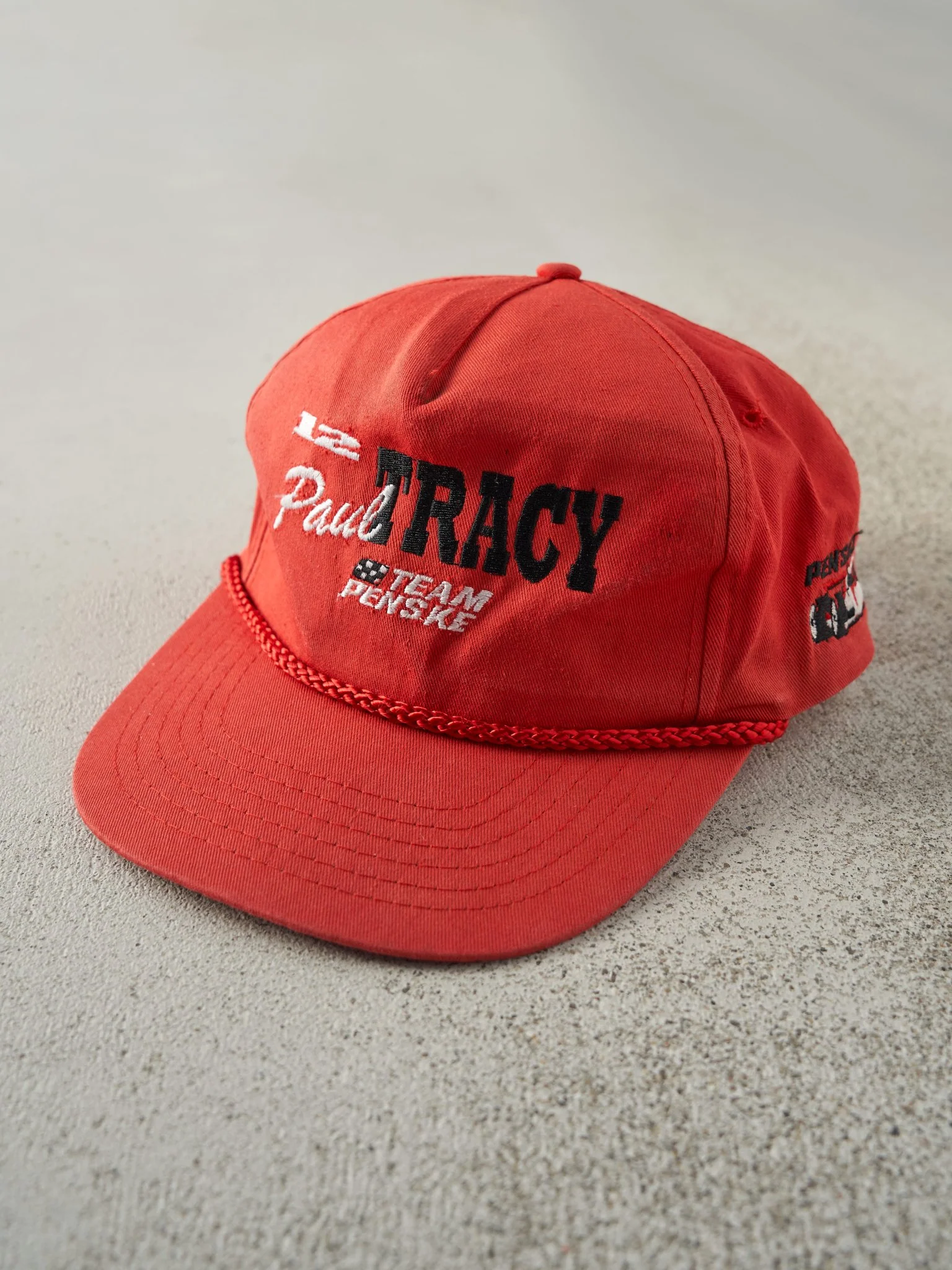 Vintage 90s Red Paul Tracy Penske Racing Snapback Hat - Image 2