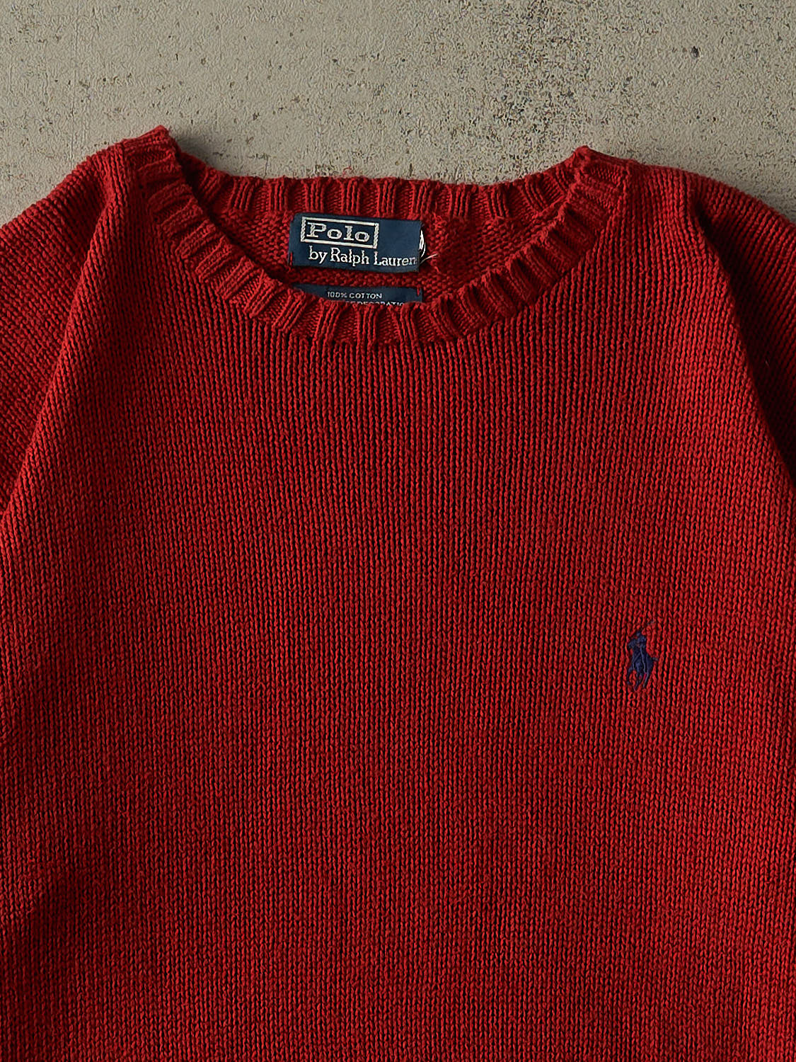 Vintage 90s Red Polo Ralph Lauren Knit Pullover (L/XL) - Image 2