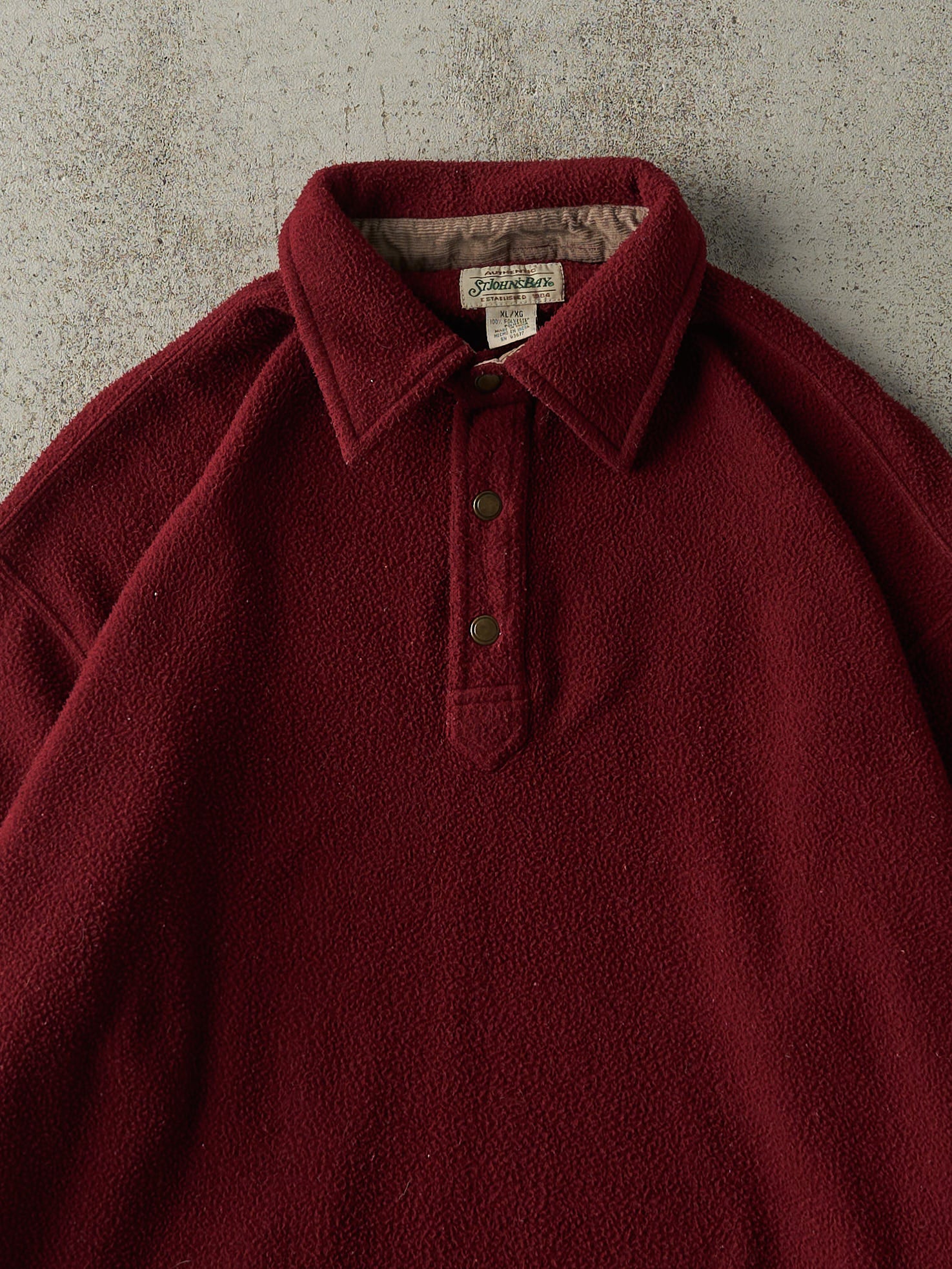 Vintage 90s Red Quarter Button Fleece (XL) - Image 3