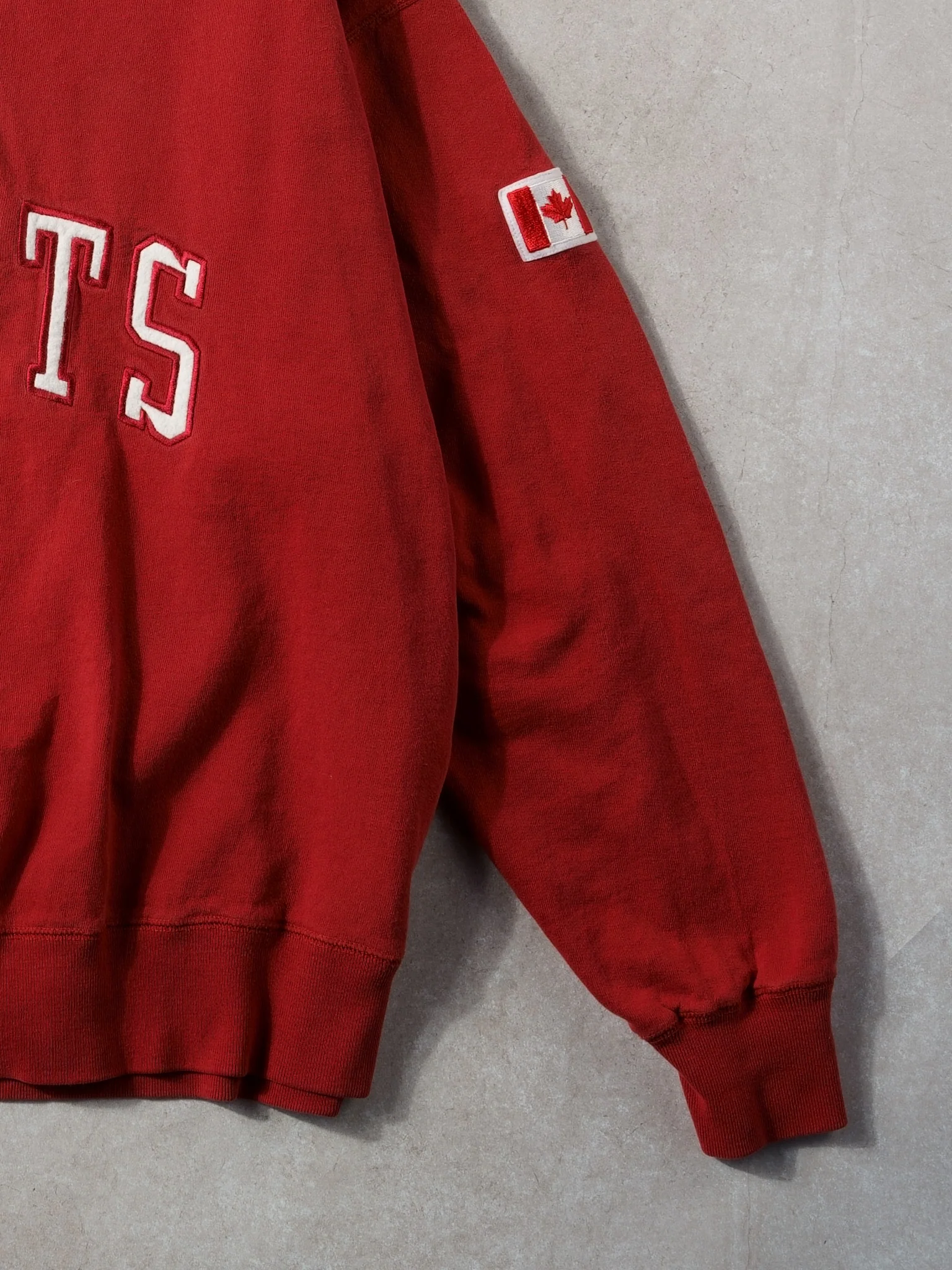 Vintage 90s Red Roots Canada 1/4 Zip Collared Crewneck (XL) - Image 3